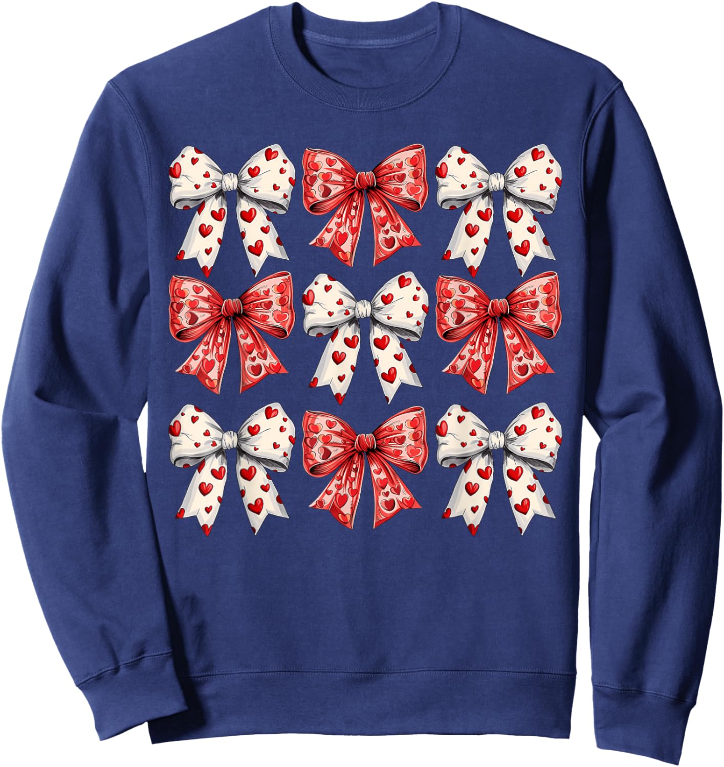Retro Valentine's day Heart Coquette Bow Women Kids Girl Sweatshirt - Sweatshirt | Navy