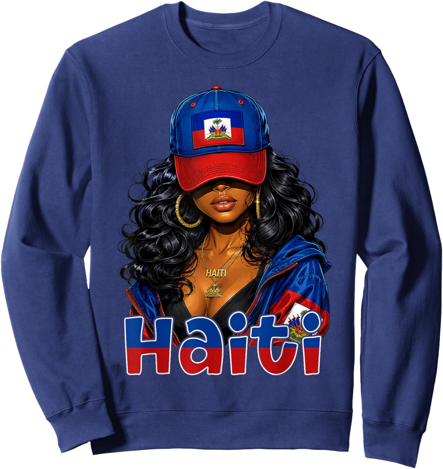 Haitian Girl Flag Day Haiti Independence Day Women Woman Sweatshirt - Sweatshirt | Navy
