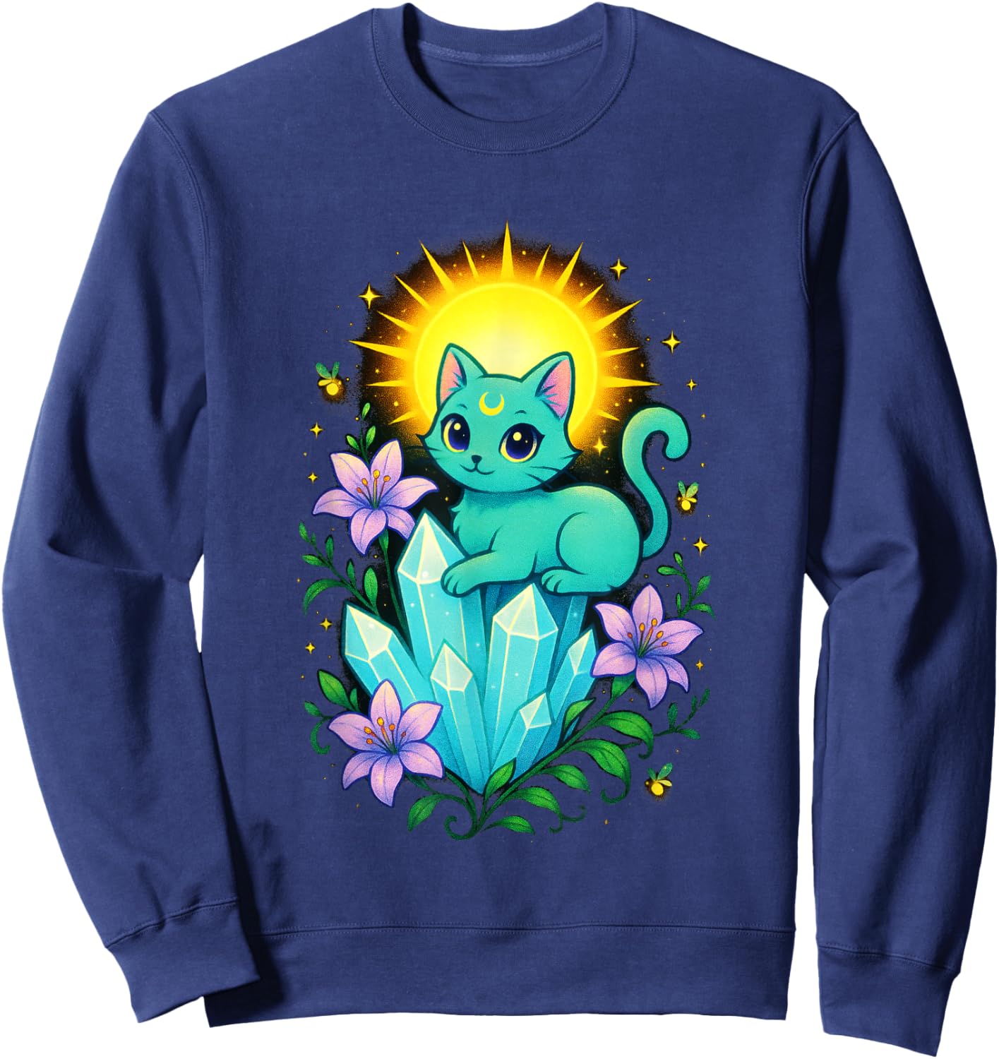 Cute Cat - Pastel Gothic Aesthetic Sweatshirt - Sweatshirt | Navy