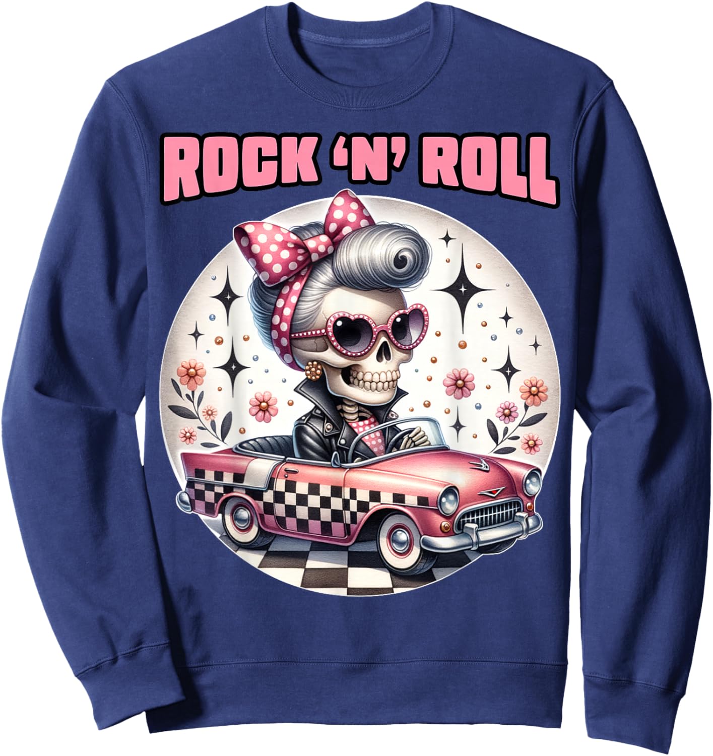 Rock N Roll 50s Sock Hop Dance Doo Wop Rockabilly 1950s Art Sweatshirt - Sweatshirt | Navy