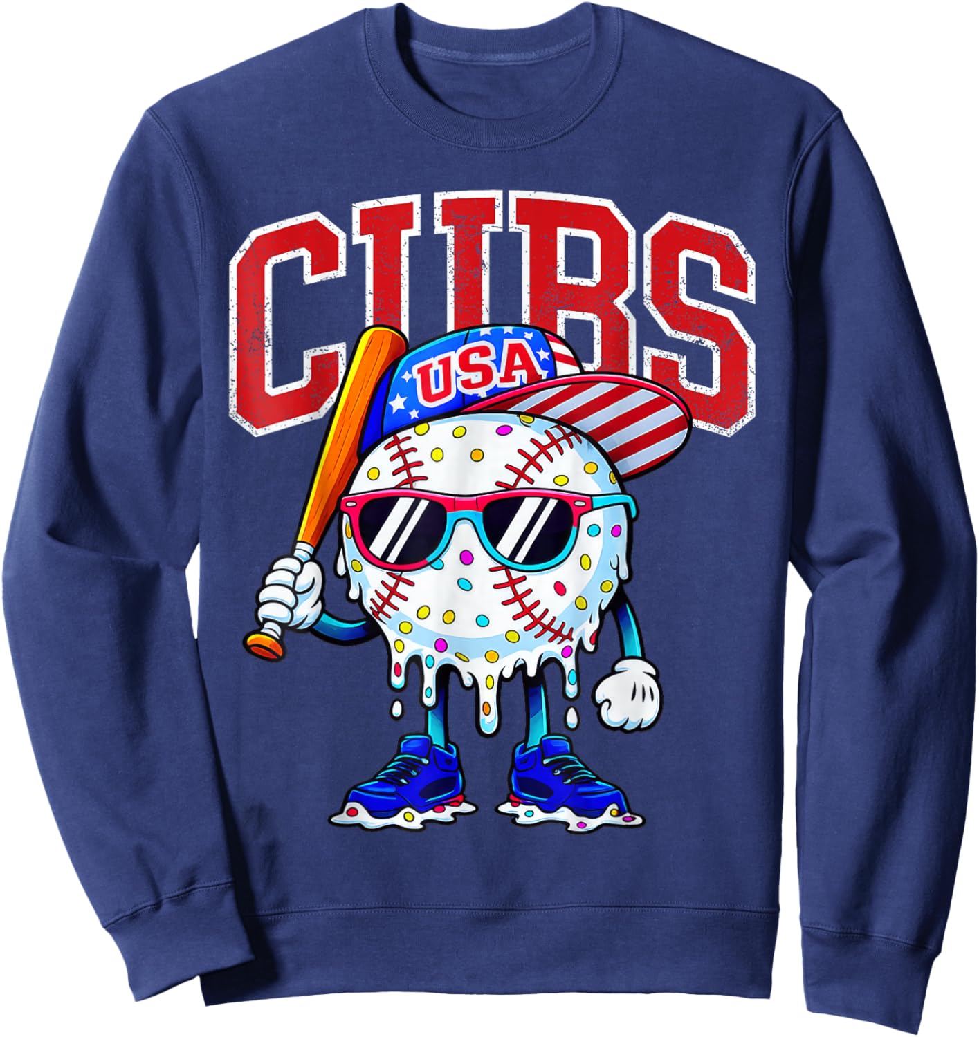 Vintage Cubs Name Personalized Retro Women Kid Sweatshirt - Sweatshirt | Navy