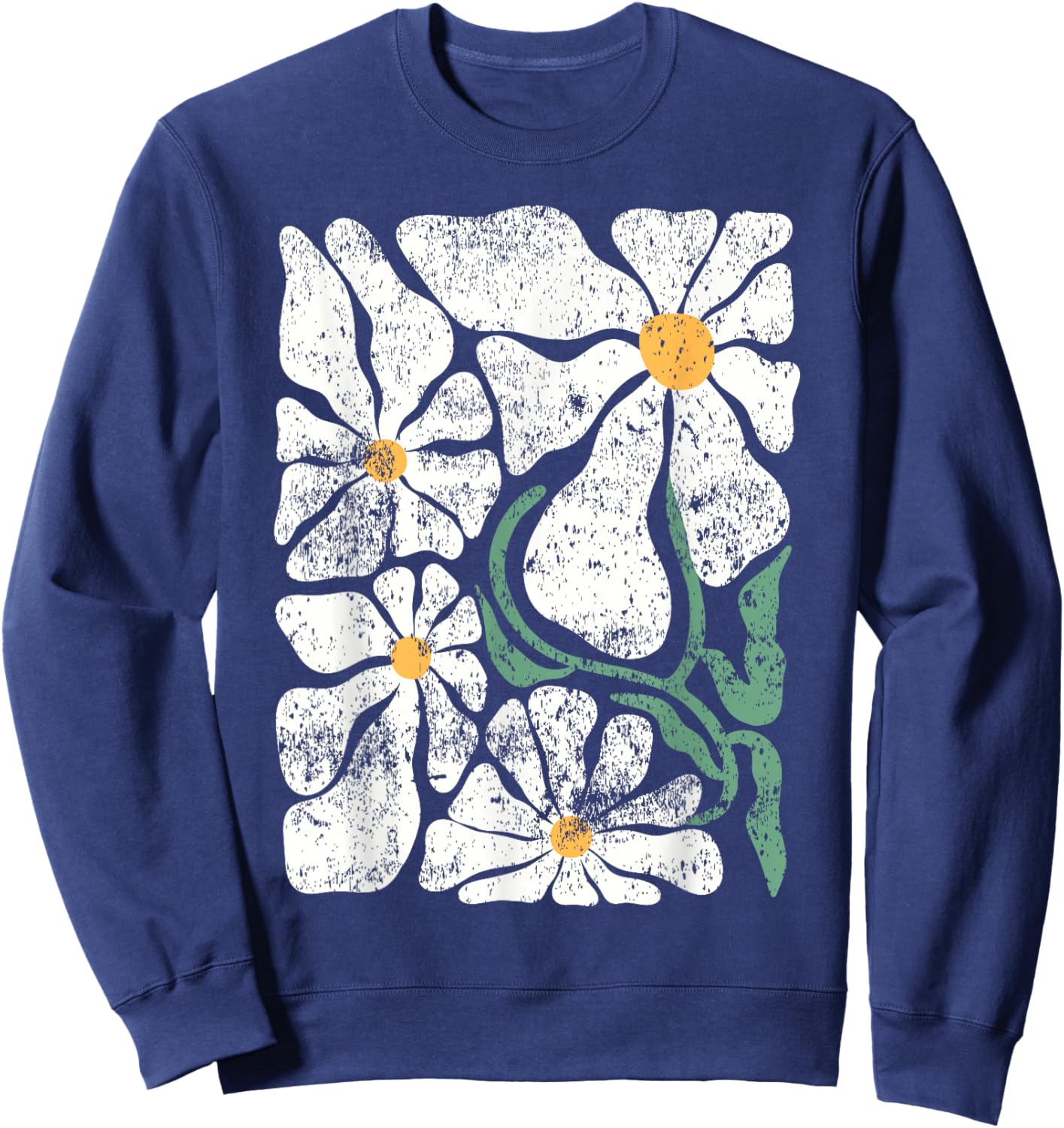 Daisy Floral Boho Retro Flower Wildflower Lover Botany Sweatshirt - Sweatshirt | Navy