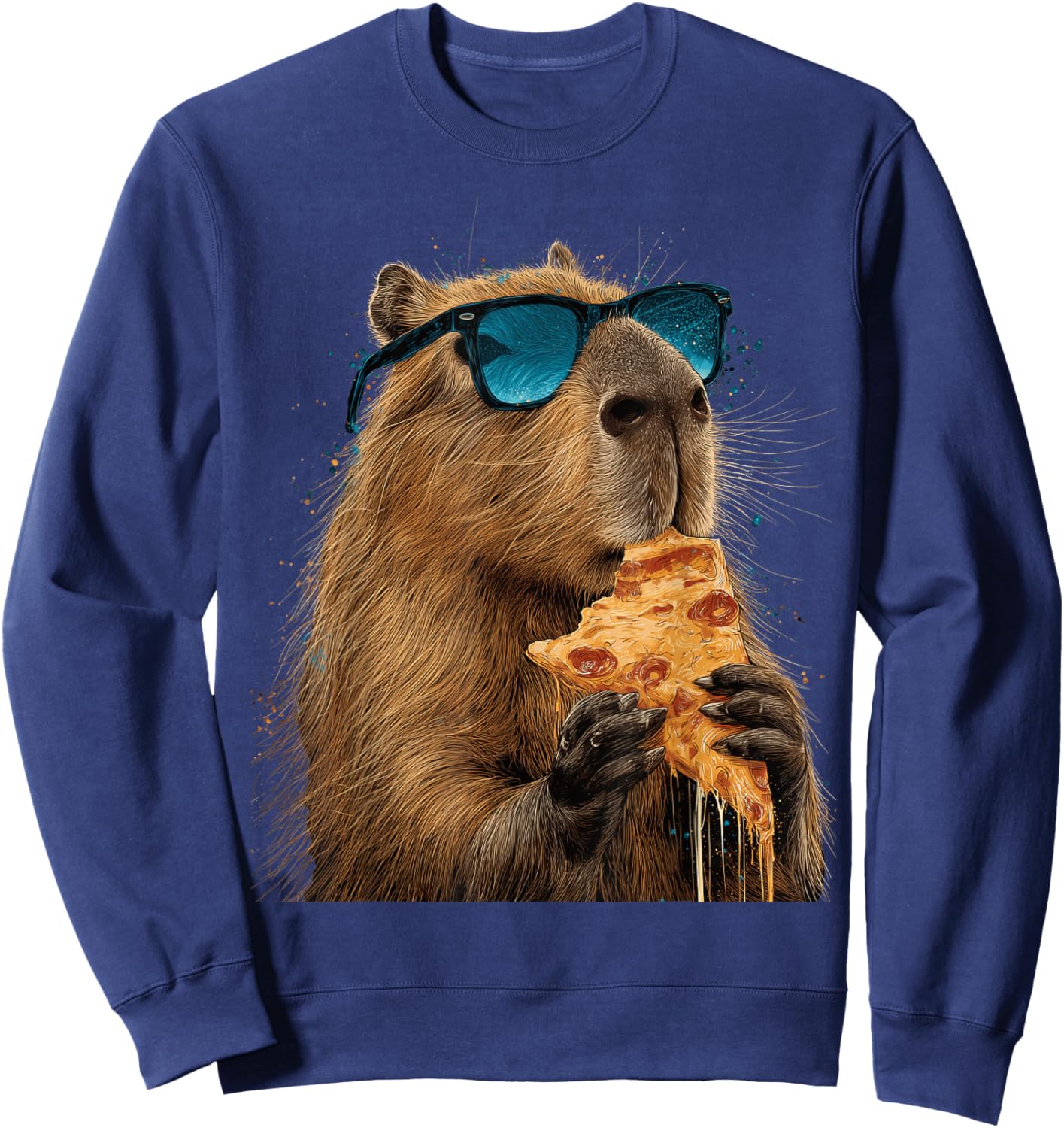 Capybara Essen Pizza Lustig Niedlich Sweatshirt - Sweatshirt | Navy