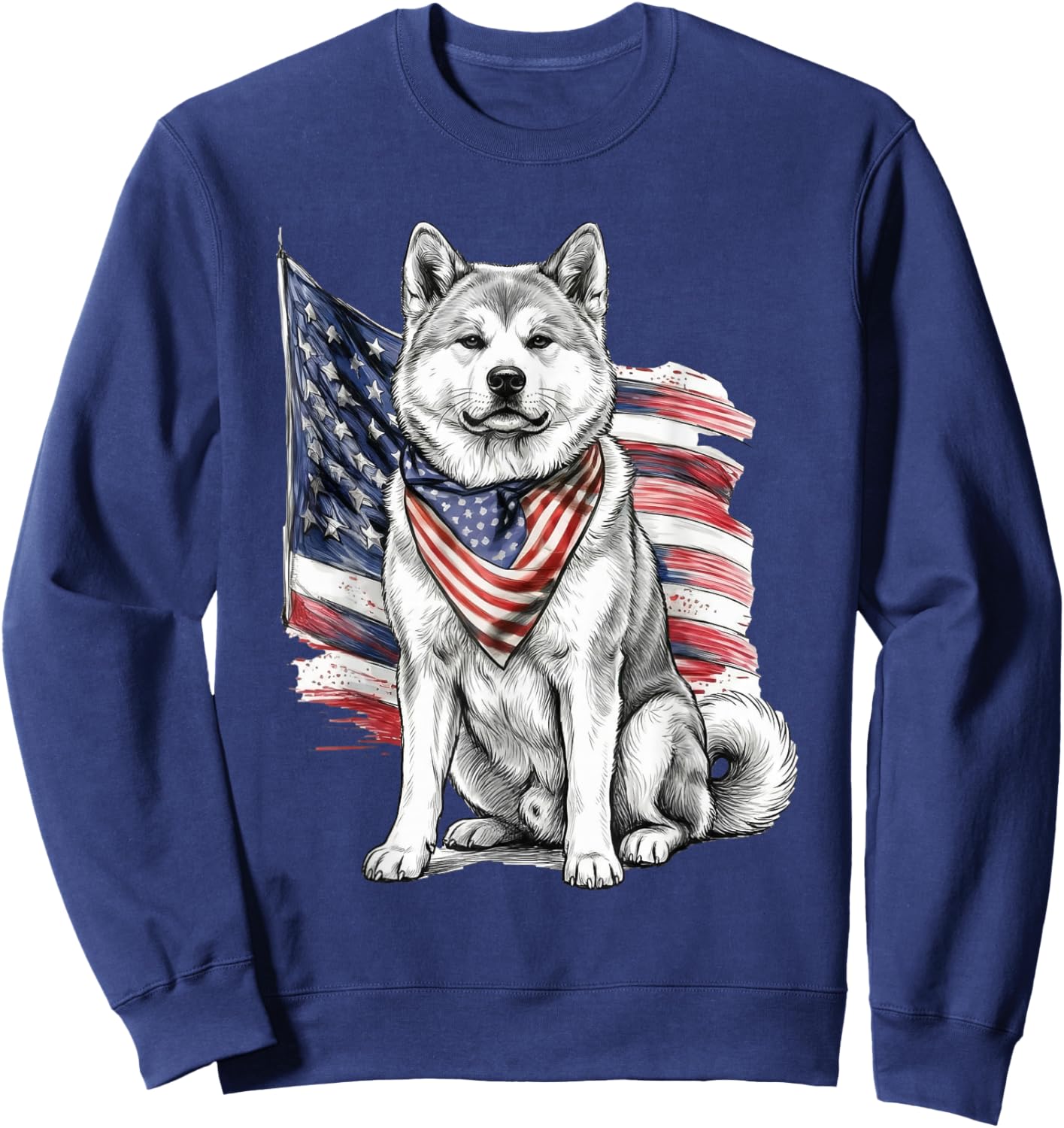 Akita 4th of July Patriotic Dog Sweatshirt - Sweatshirt | Navy