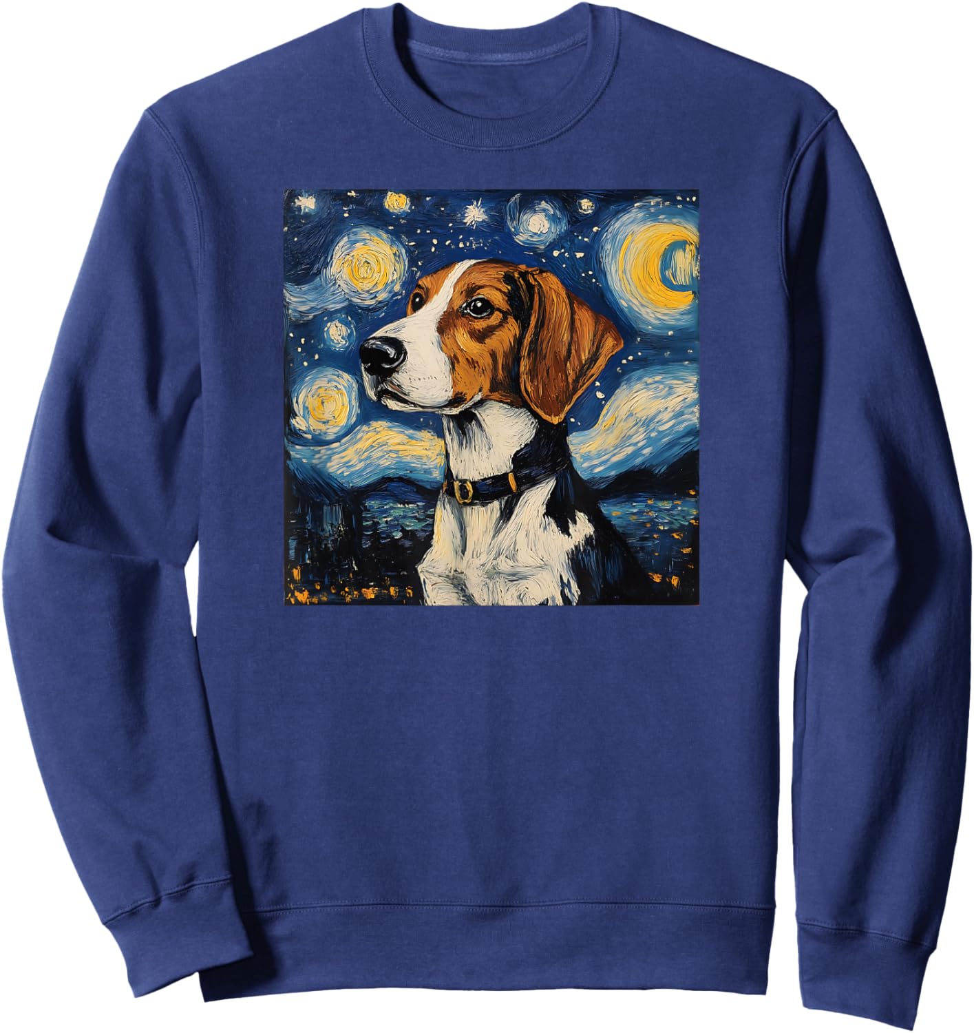 Cute American Foxhound Starry Night Dog Art Sweatshirt - Sweatshirt | Navy