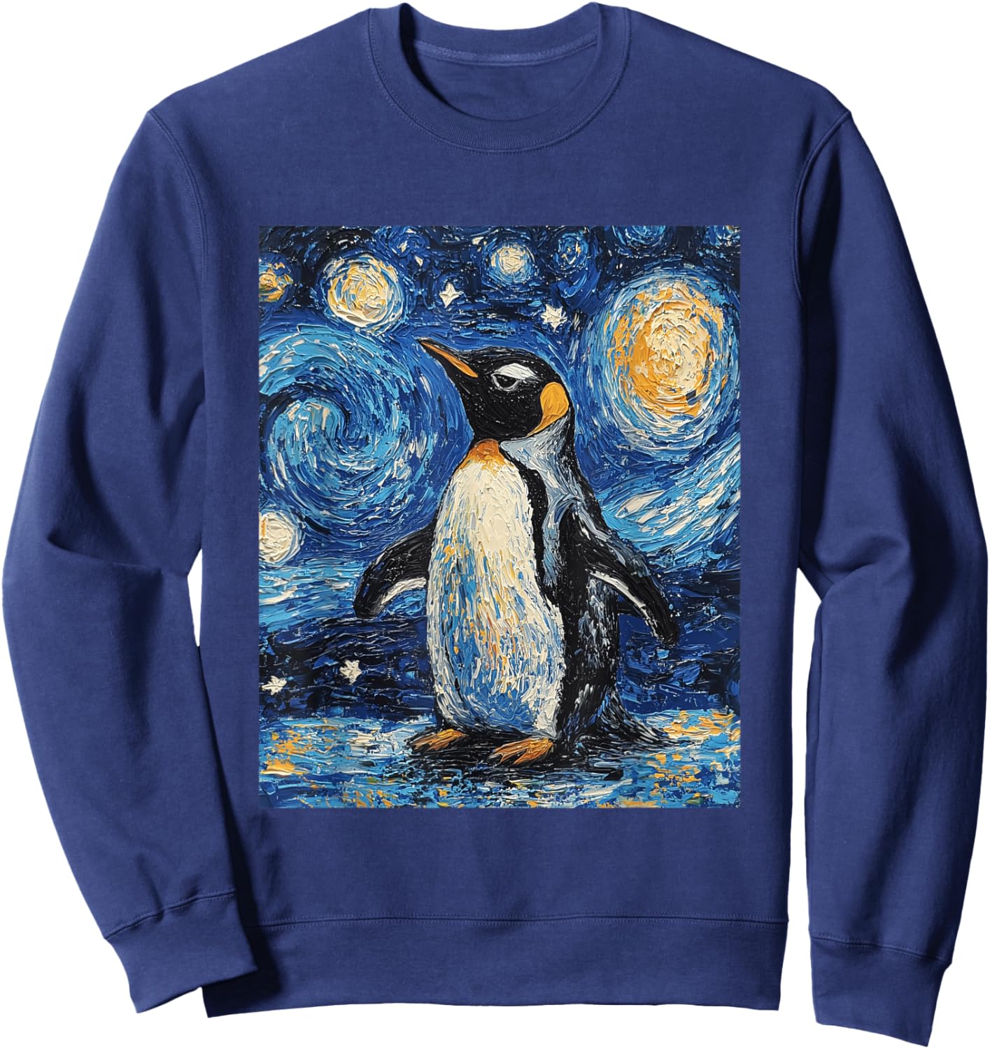 Penguin Bird - Van Gogh Style - Starry Night Sweatshirt - Sweatshirt | Navy