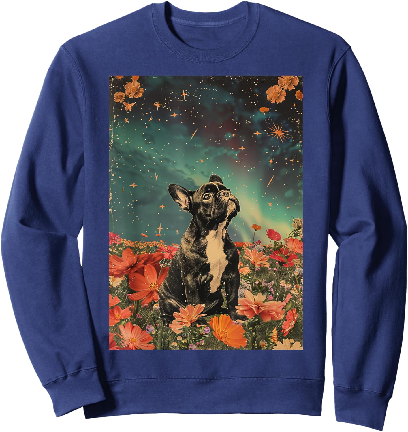 Vintage Cute French Bulldog Puppy Inspirational Men Women Girls Kids Sweatshirt - Sweatshirt | Navy