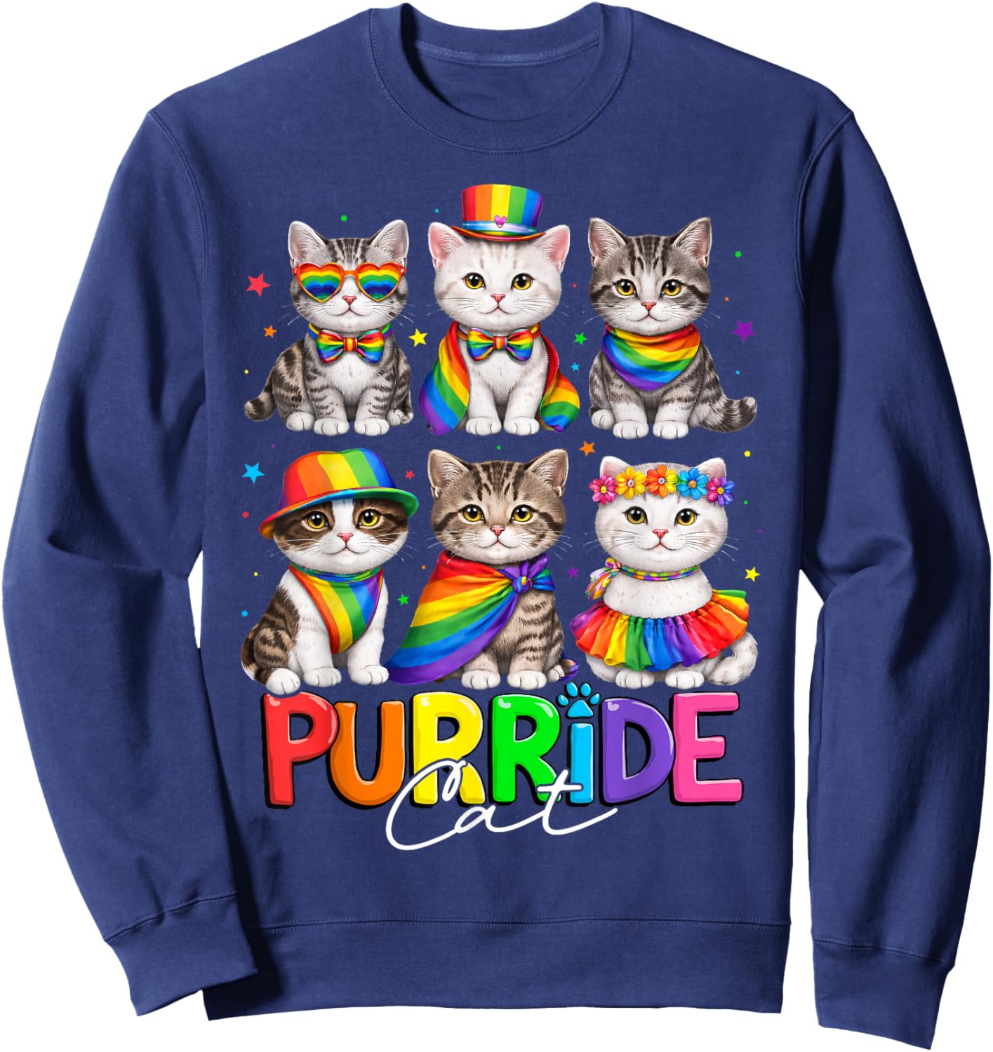 Purride Cat Animal Lovers Women Kids Pride Month Sweatshirt - Sweatshirt | Navy