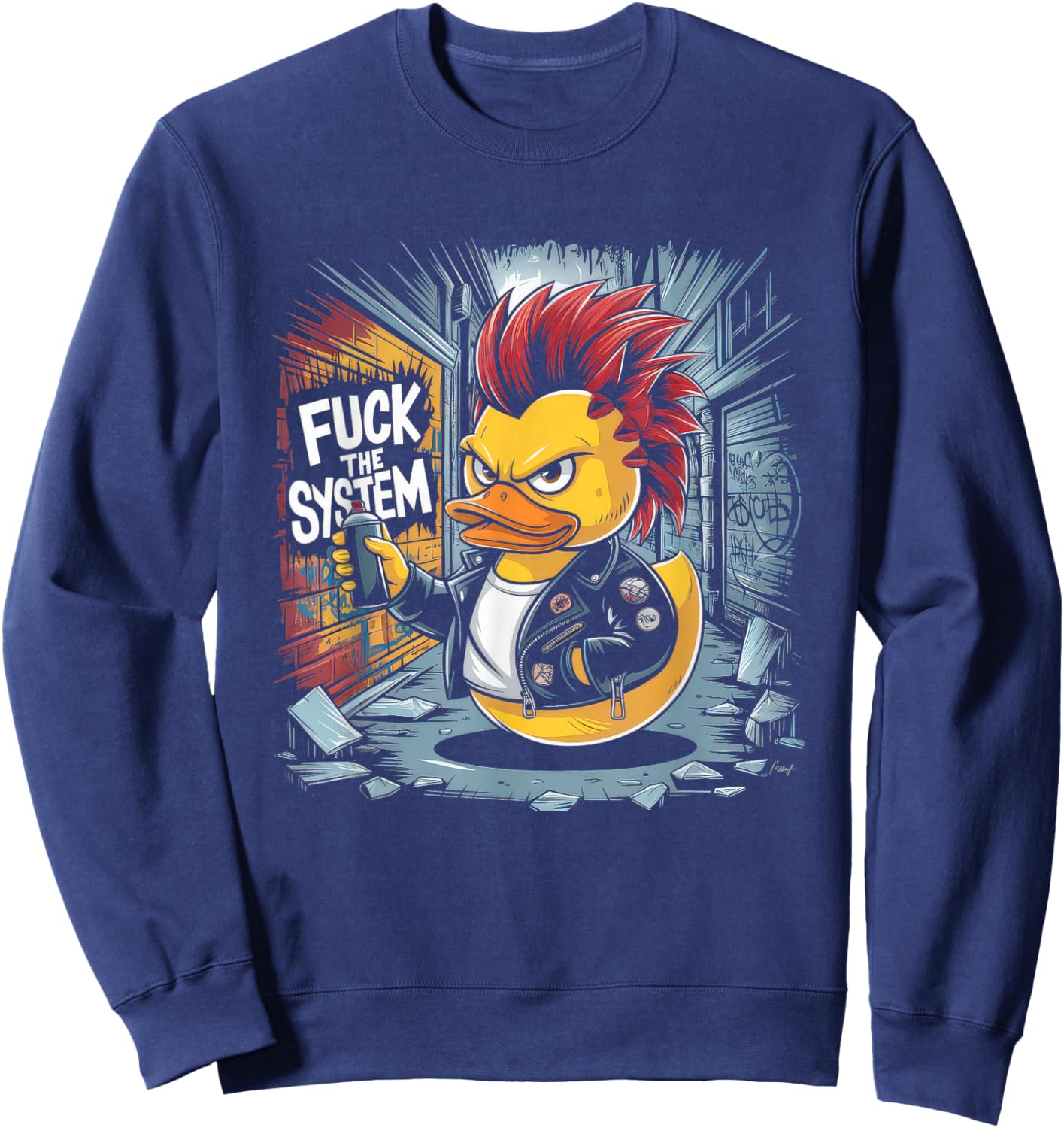 Punk Men's Women's Duck Rock Duckling Anarchy Punk Sweatshirt - Sweatshirt | Navy