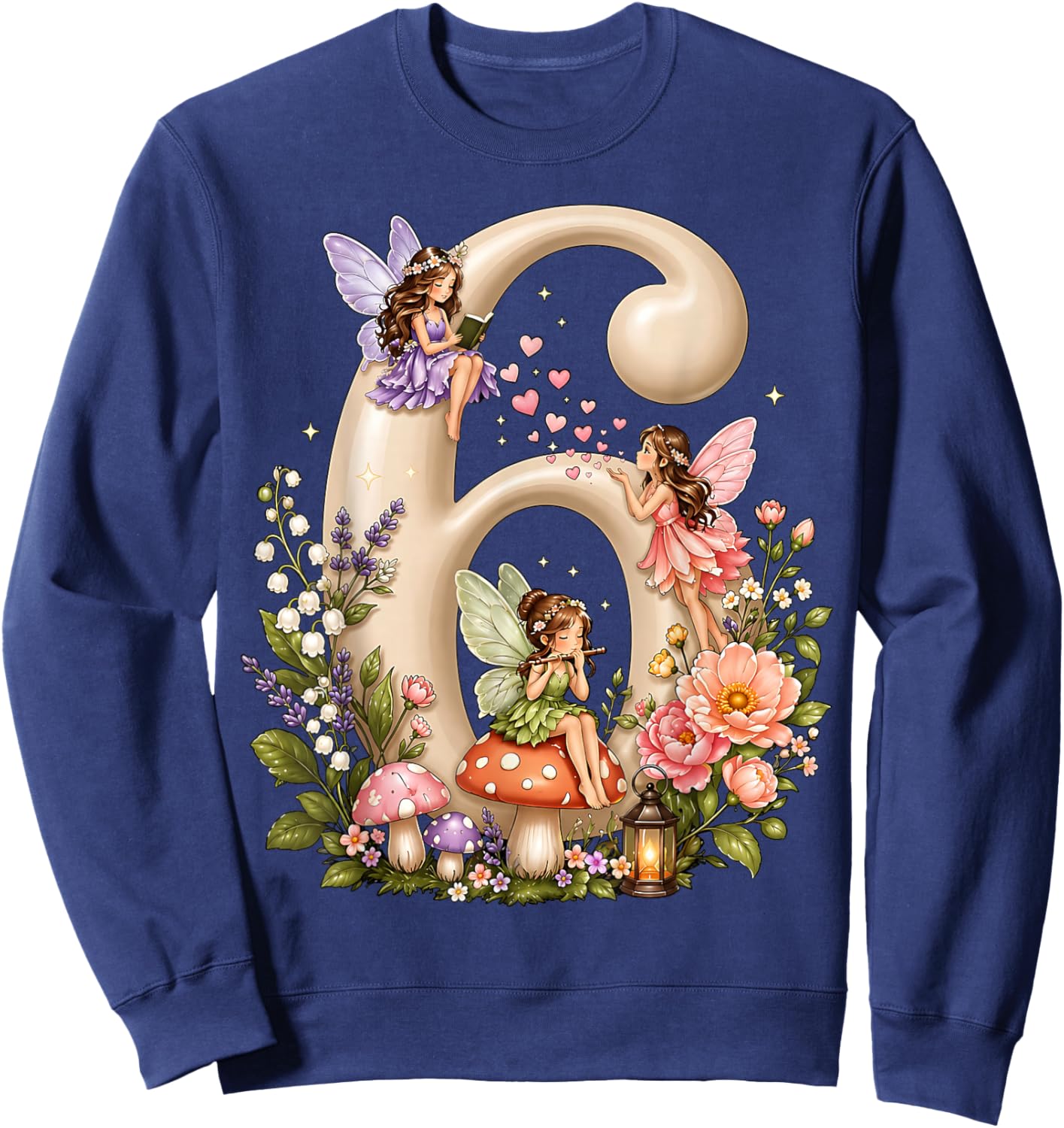 Fairy 6 Years Old Birthday Girl 6th Birthday Fairy Theme Sweatshirt - Sweatshirt | Navy
