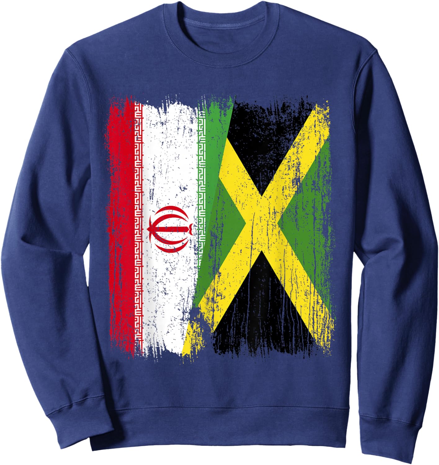 Iran Jamaica Half Flag Iranian Jamaican Heritage Sweatshirt - Sweatshirt | Navy