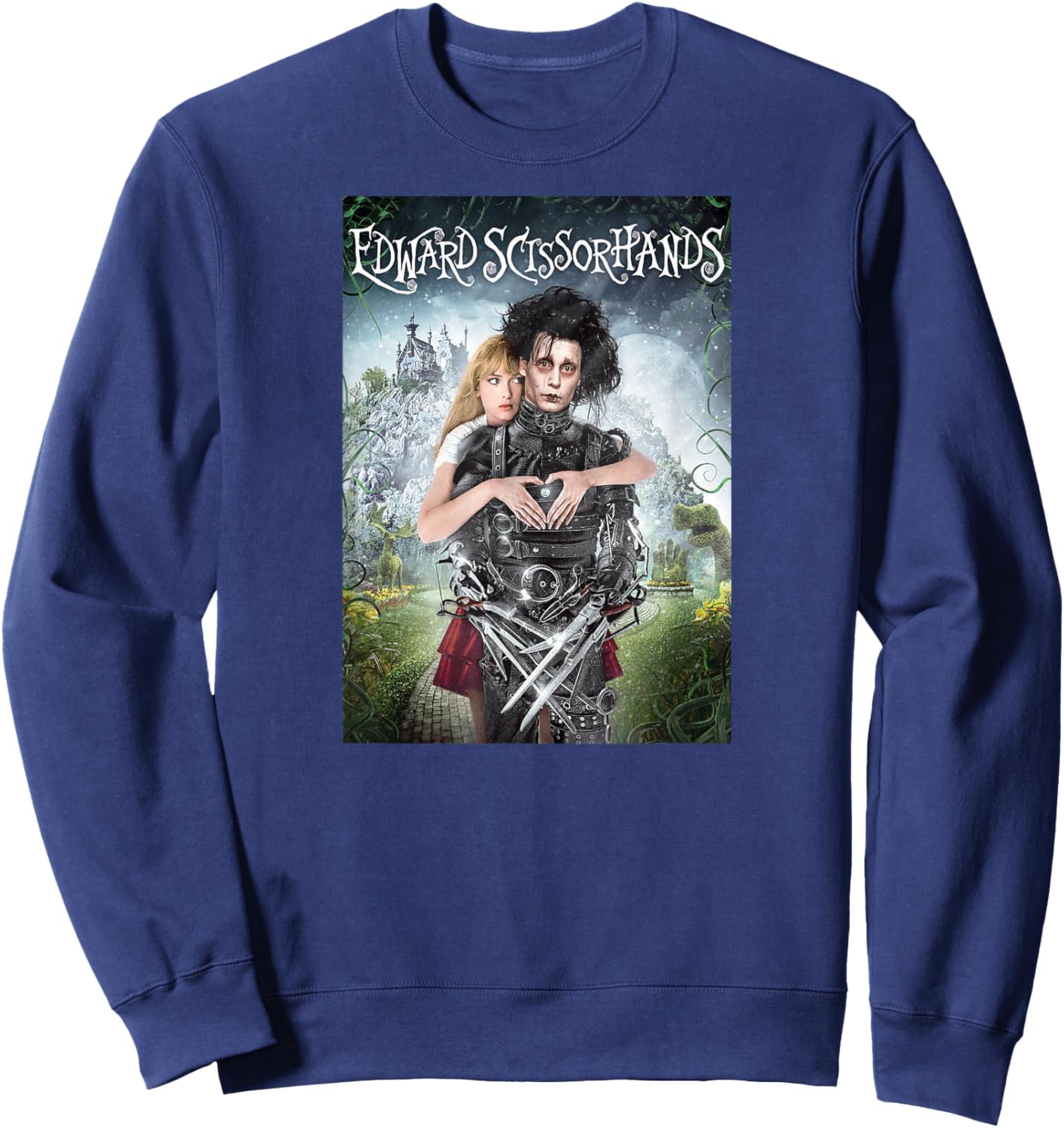Tim Burton's Edward Scissorhands Edward and Kim Movie Poster Sweatshirt - Sweatshirt | Navy