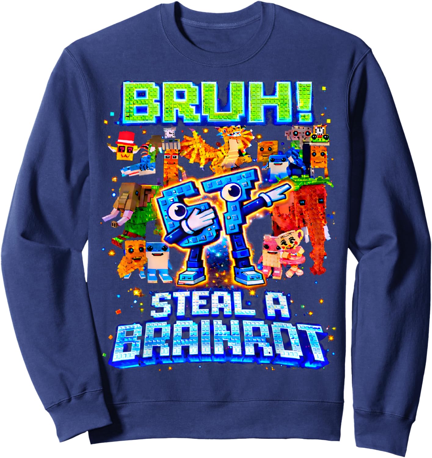Bruh 67 Steal A Brainrot Funny Gifts for Boys Kids Youth Sweatshirt - Sweatshirt | Navy