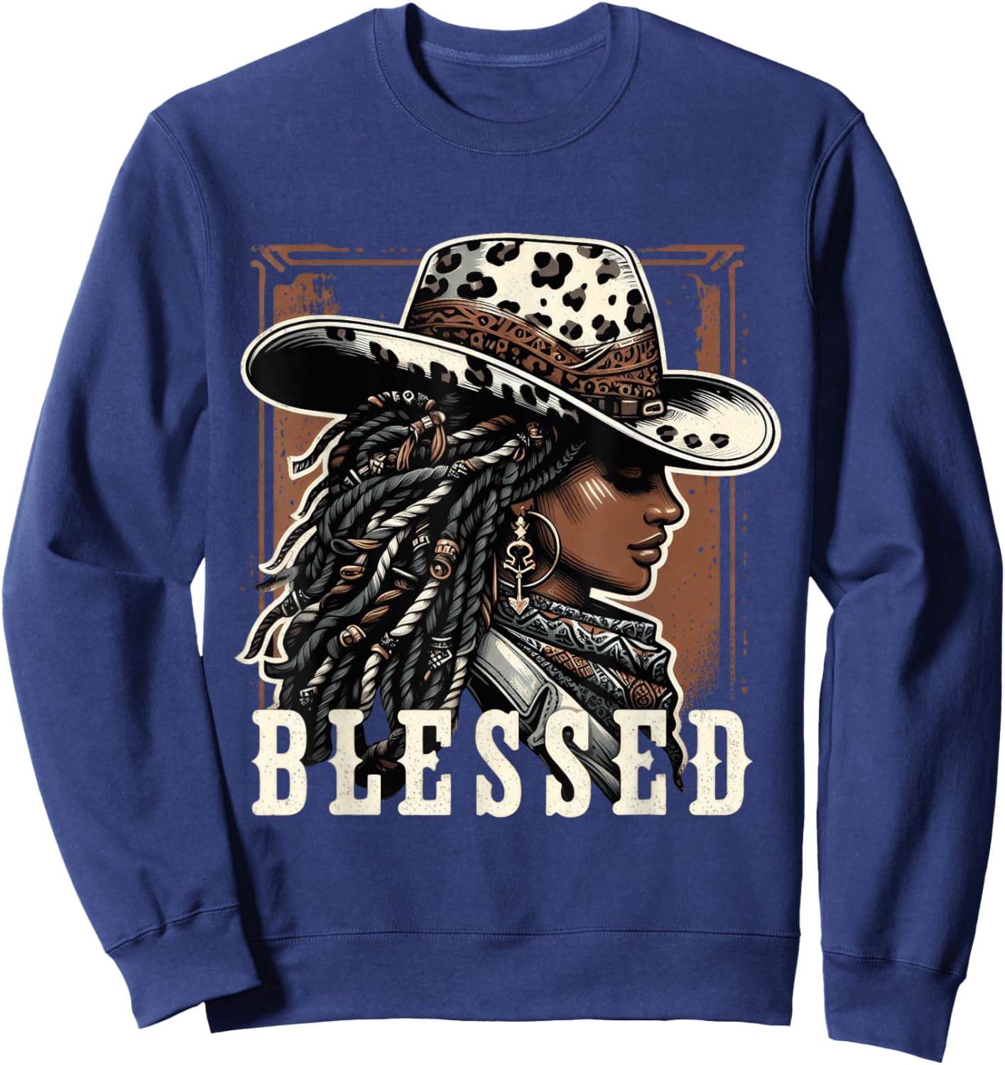 Vintage Black Western Cowgirl African Christian Cowgirl Sweatshirt - Sweatshirt | Navy