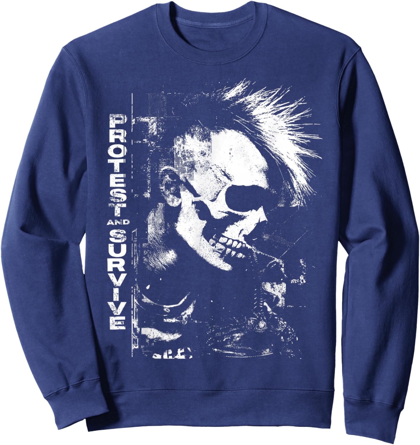 Protest and Survive Anti-System 1980s Concert Rally Party Sweatshirt - Sweatshirt | Navy