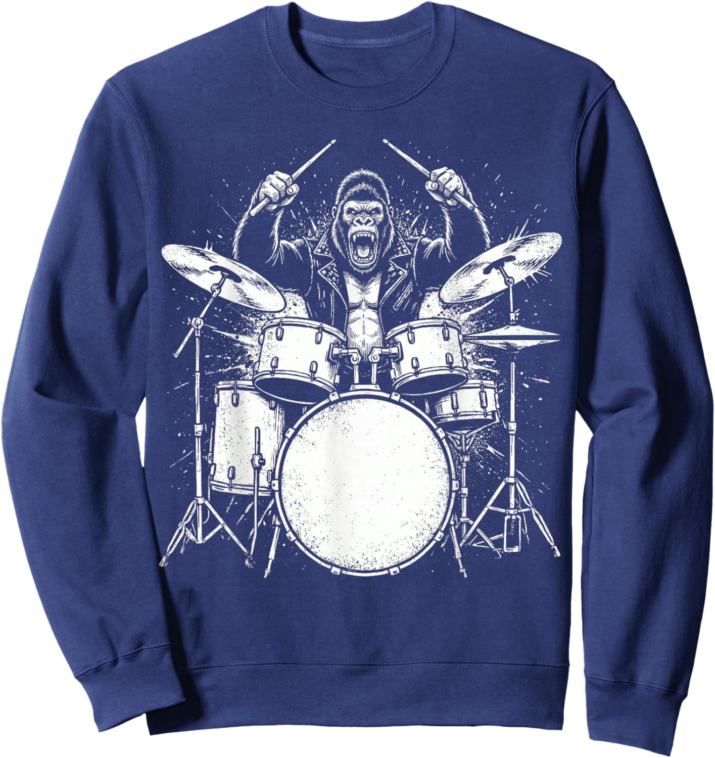Gorilla Drummer Rock Wild Animal Jouant de la Batterie Sweatshirt - Sweatshirt | Navy