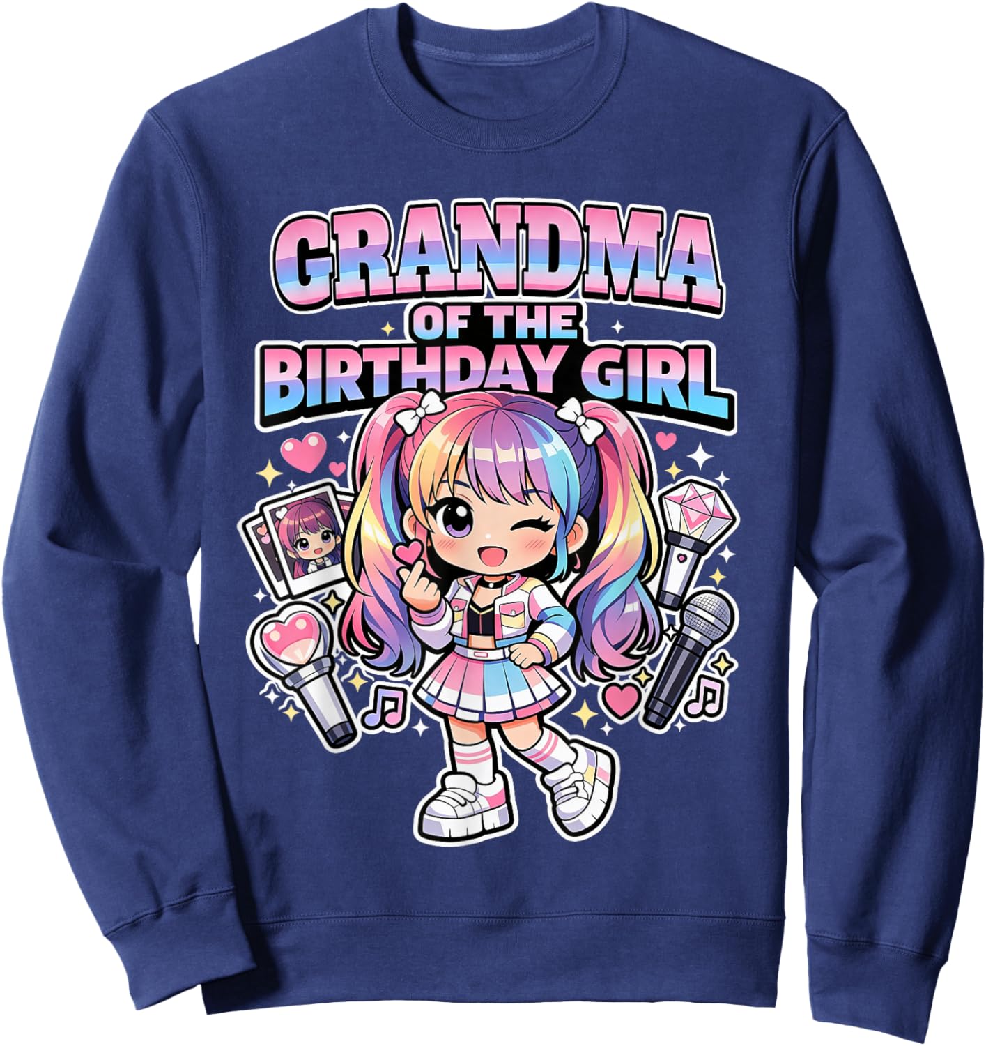 Grandma of Birthday Girl Korean Popular Music K-pop Lovers Sweatshirt - Sweatshirt | Navy