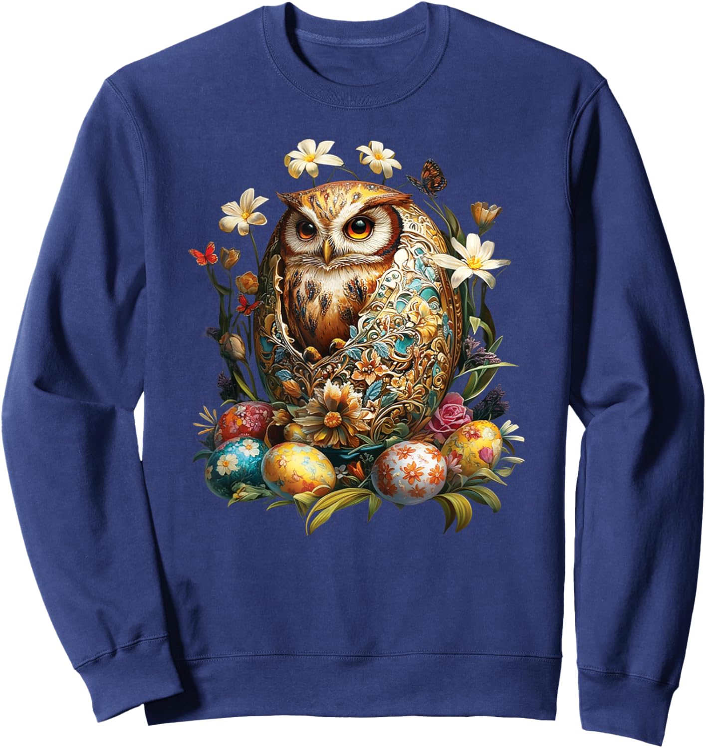 Easter Eggs - An Owl From An Easter Egg, Happy Easter Day Sweatshirt - Sweatshirt | Navy