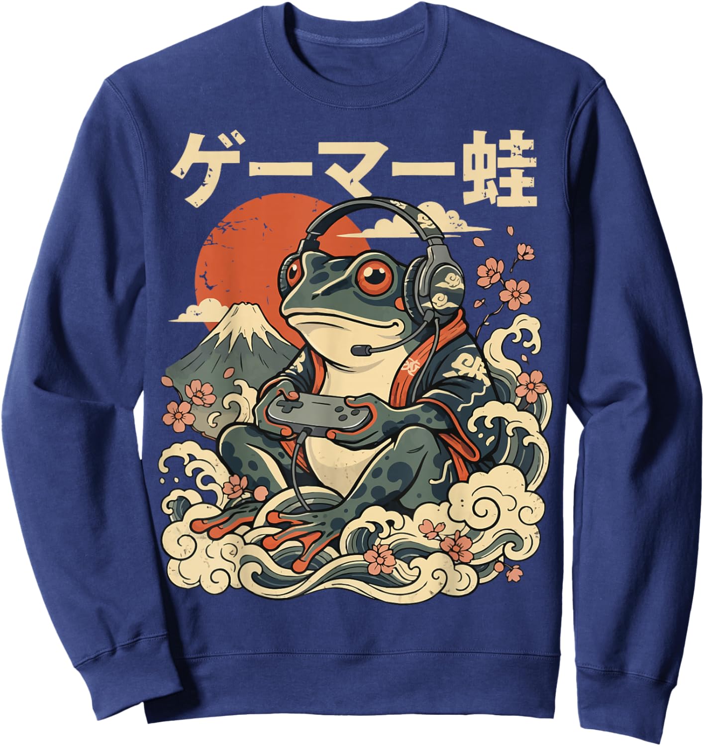 Japanese Gamer Frog Japan Anime Gaming Sweatshirt - Sweatshirt | Navy