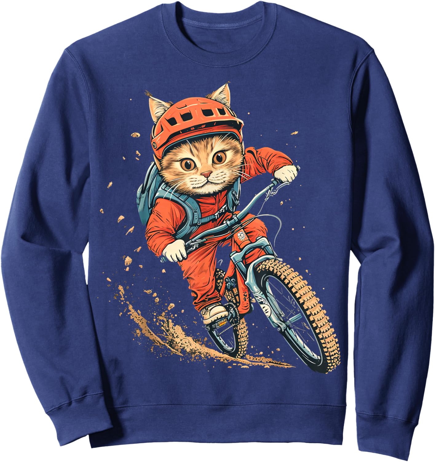 Mountain Biking Cat Sweatshirt - Sweatshirt | Navy