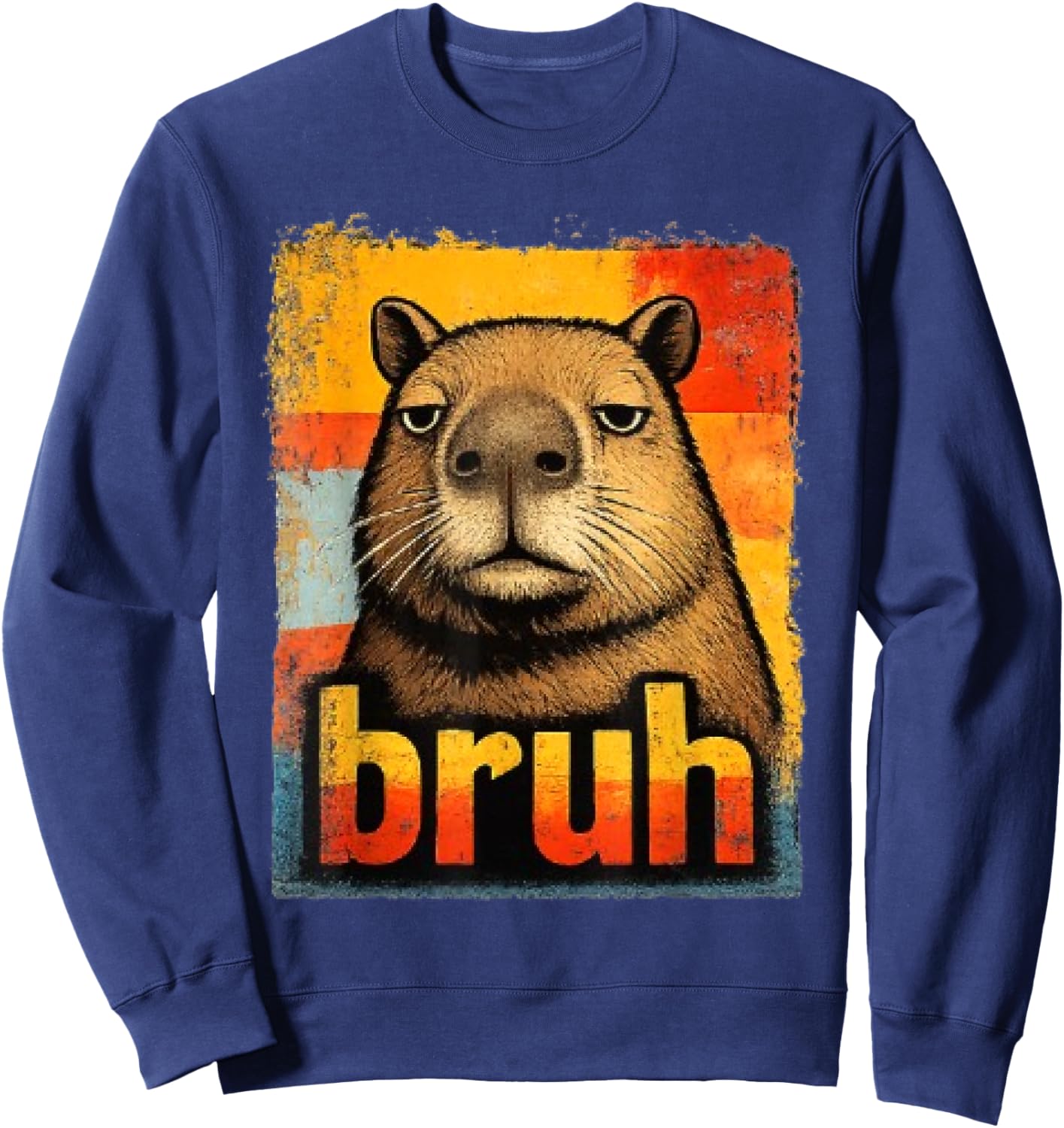 Funny Graphic Meme Capybara Bruh for Boys Girls Men Women Sweatshirt - Sweatshirt | Navy