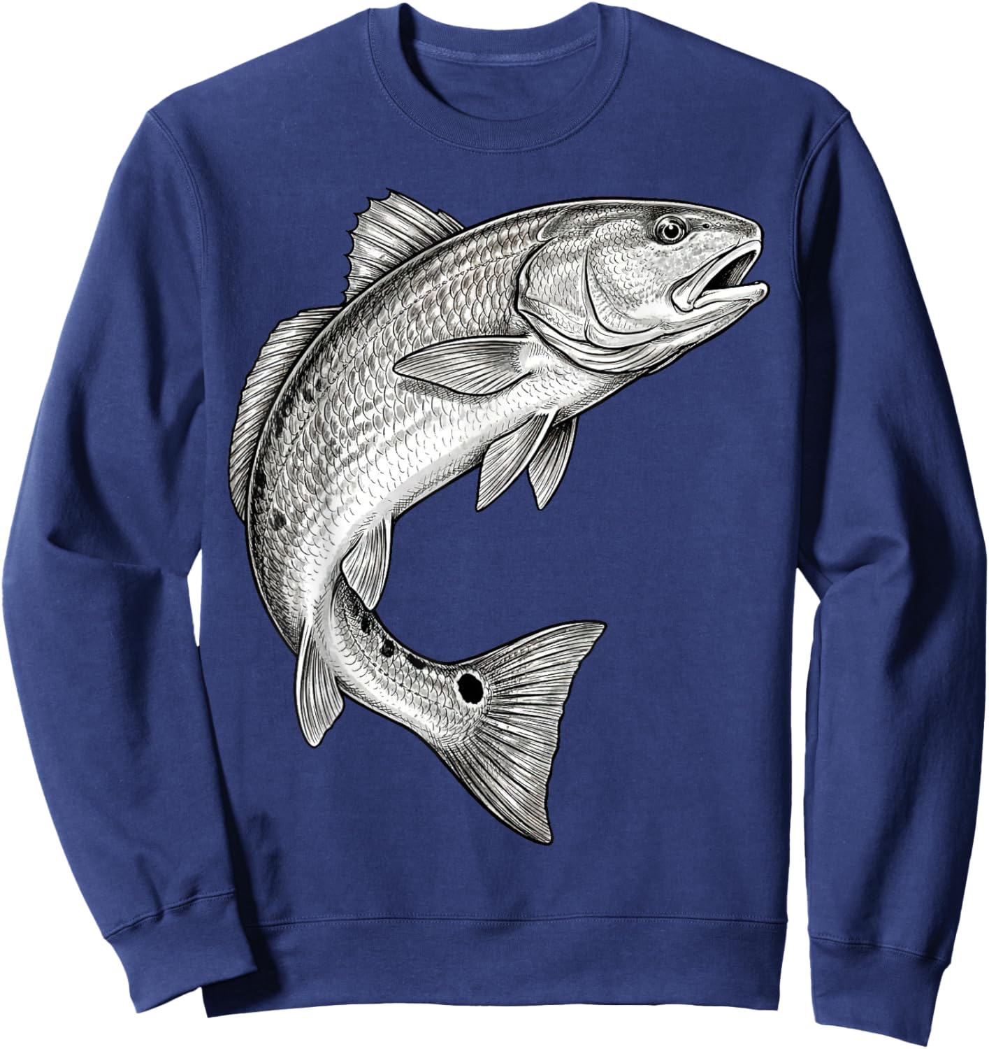 Vintage Redfish Fish Fishing Fisherman Angler Sweatshirt - Sweatshirt | Navy