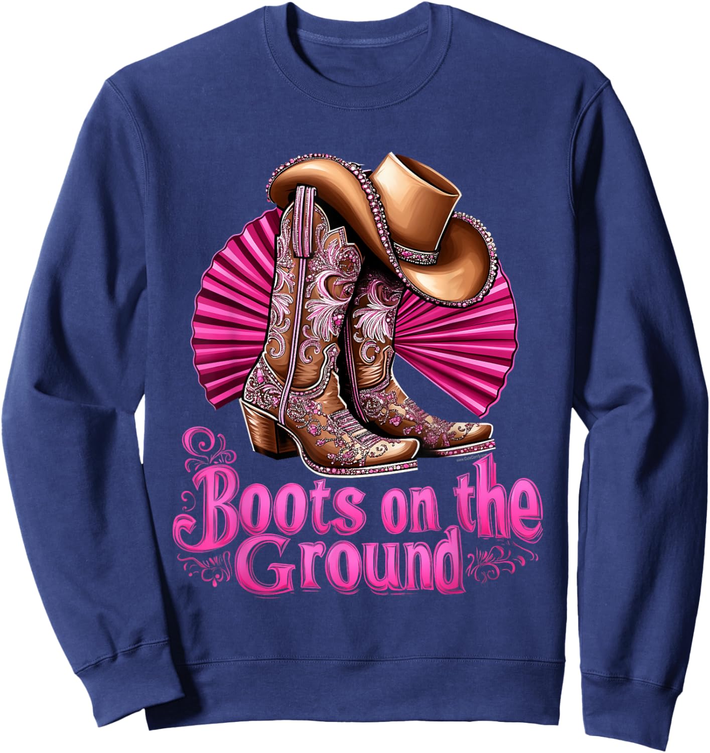 Boots on The Ground Western Fans Line Dance Women Country Sweatshirt - Sweatshirt | Navy