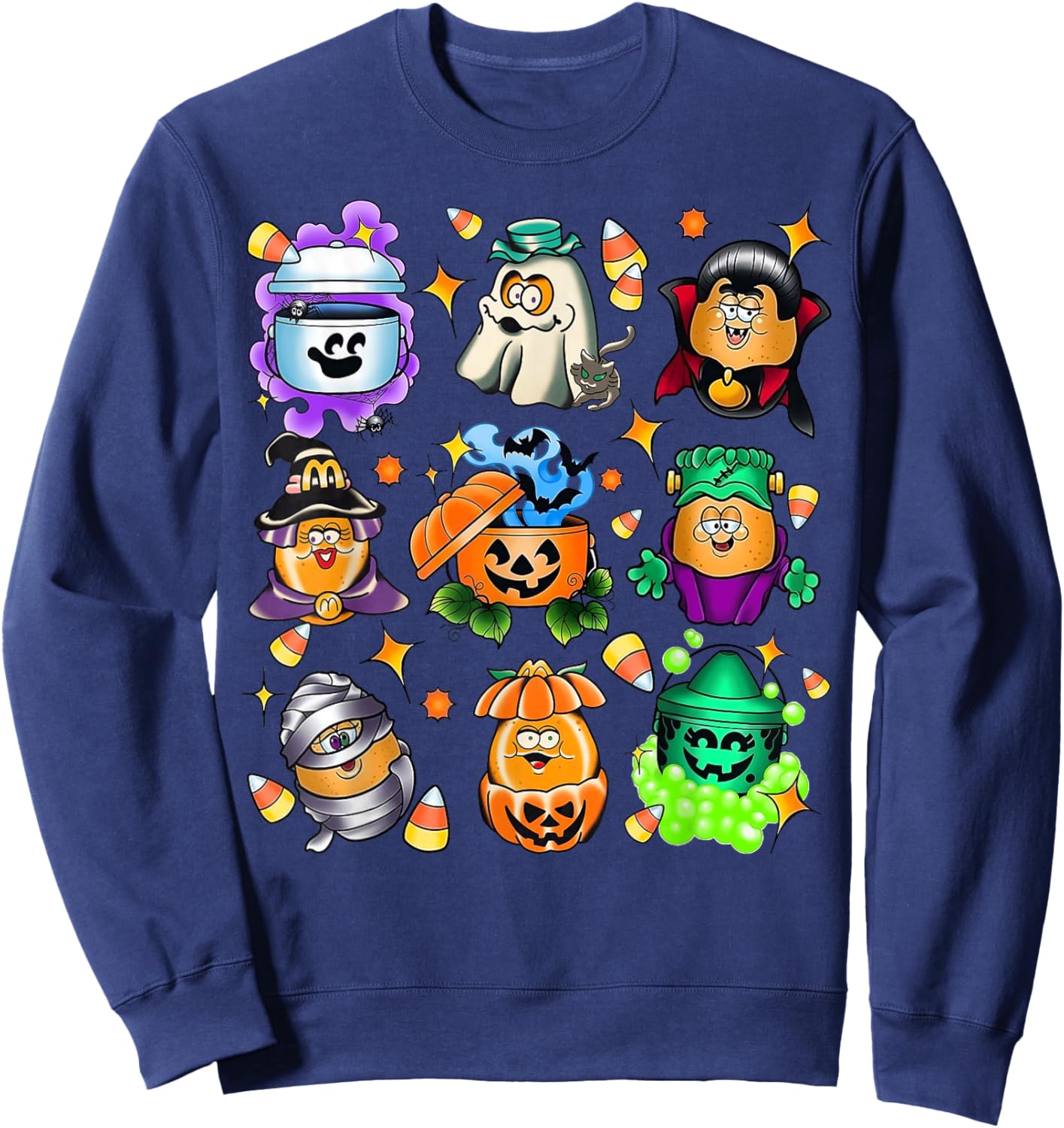 Vintage Funny Nuggets Meal Bucket Halloween Spooky Season Sweatshirt - Sweatshirt | Navy