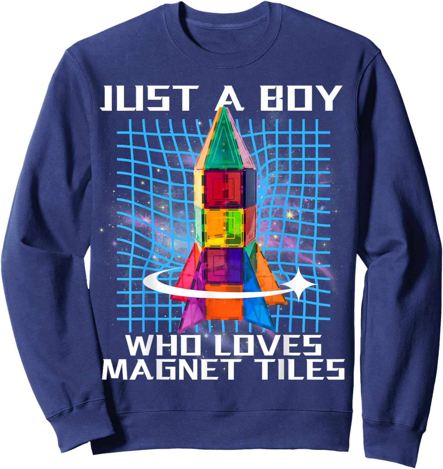 Magnet Tiles Just a Boy Who Loves Magnetic Tiles Spaceship Sweatshirt - Sweatshirt | Navy