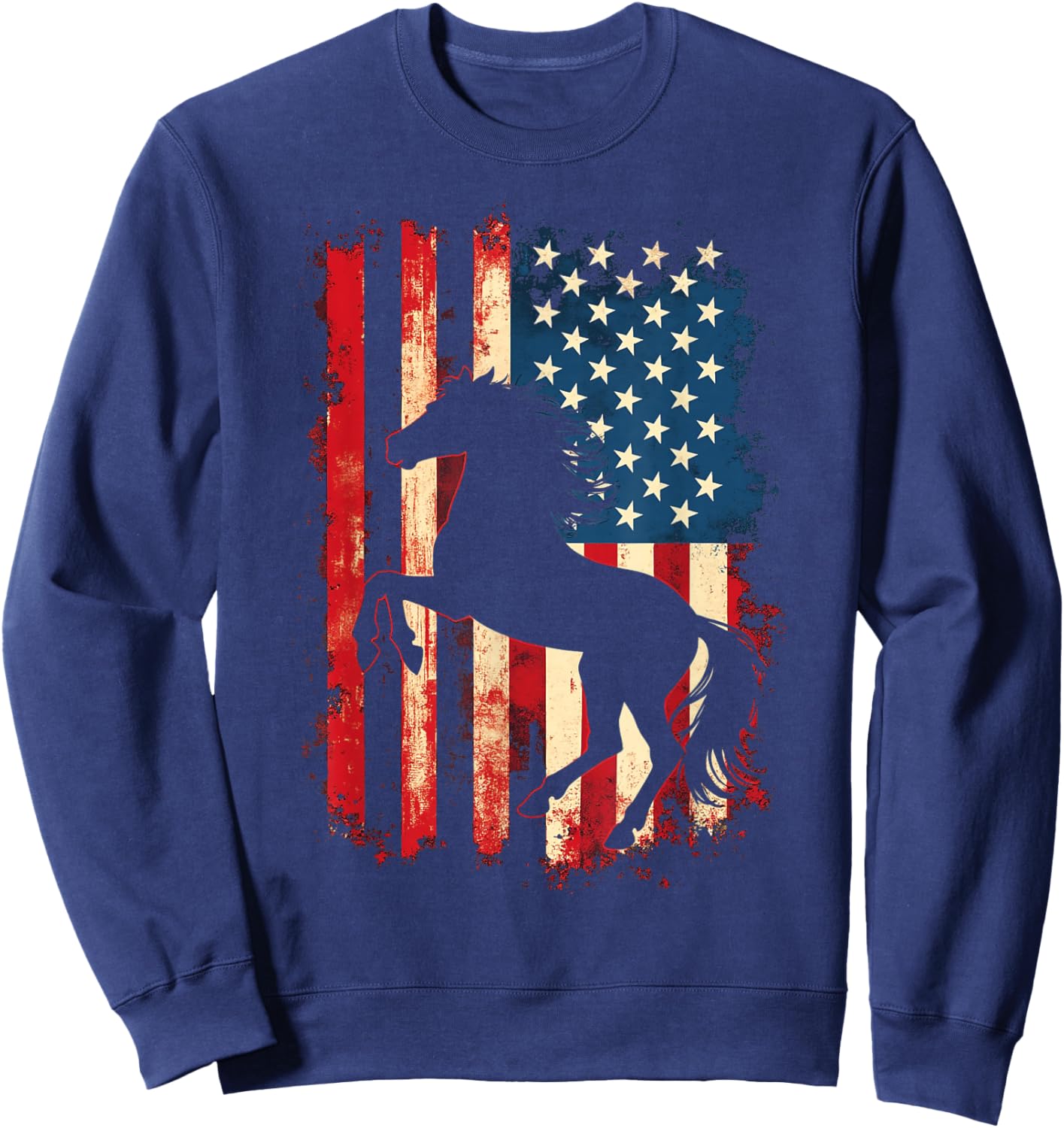 Patriotic Horse Silhouette Sweatshirt - Sweatshirt | Navy