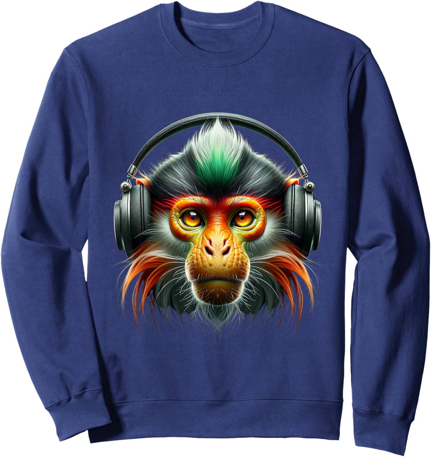 Red-shanked douc Shirt Monkey Portrait Wildlife Exotic Ape Sweatshirt - Sweatshirt | Navy