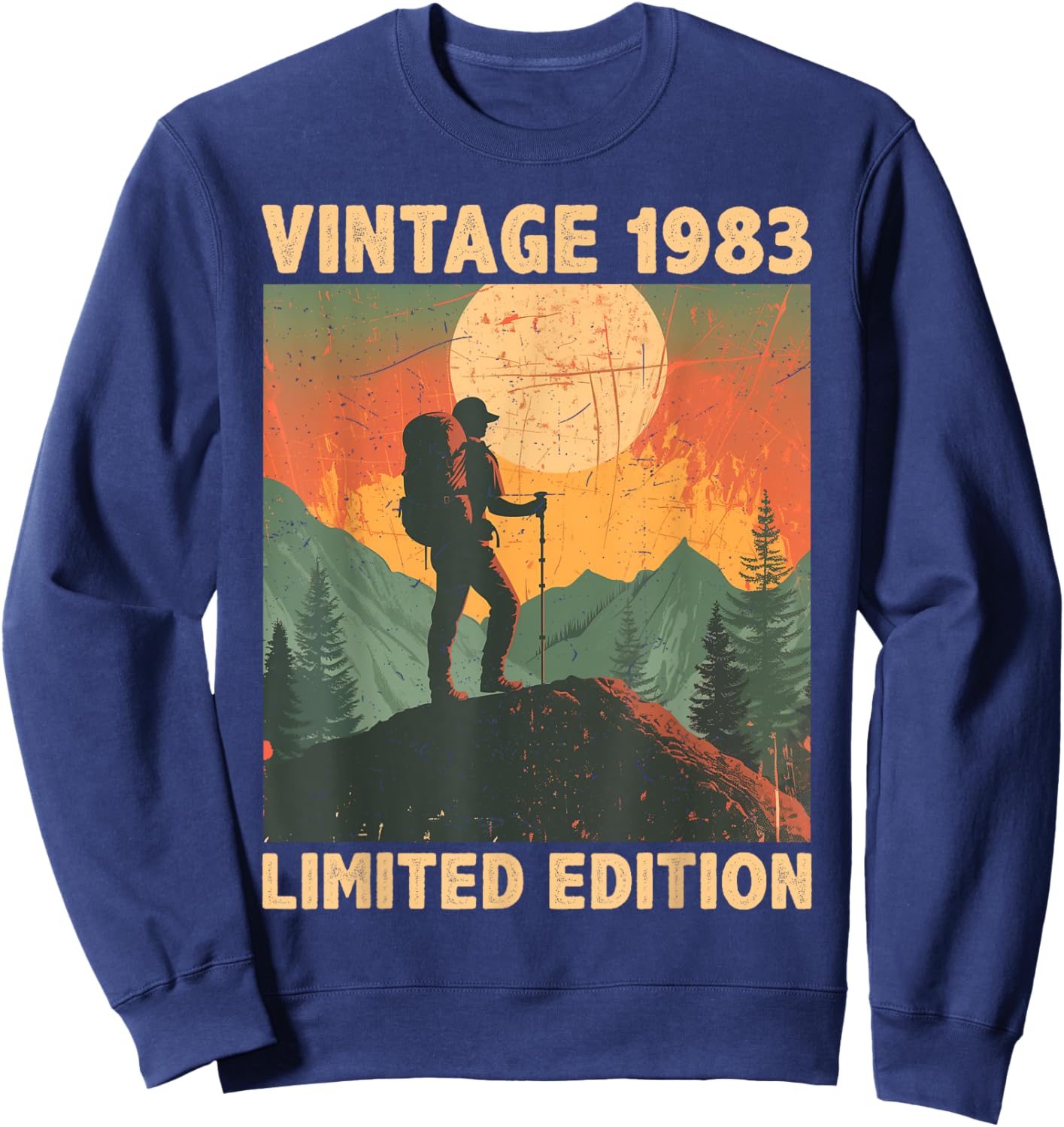 41 Years Old Gift Vintage 1983 Hiking Lover 41st Birthday Sweatshirt - Sweatshirt | Navy