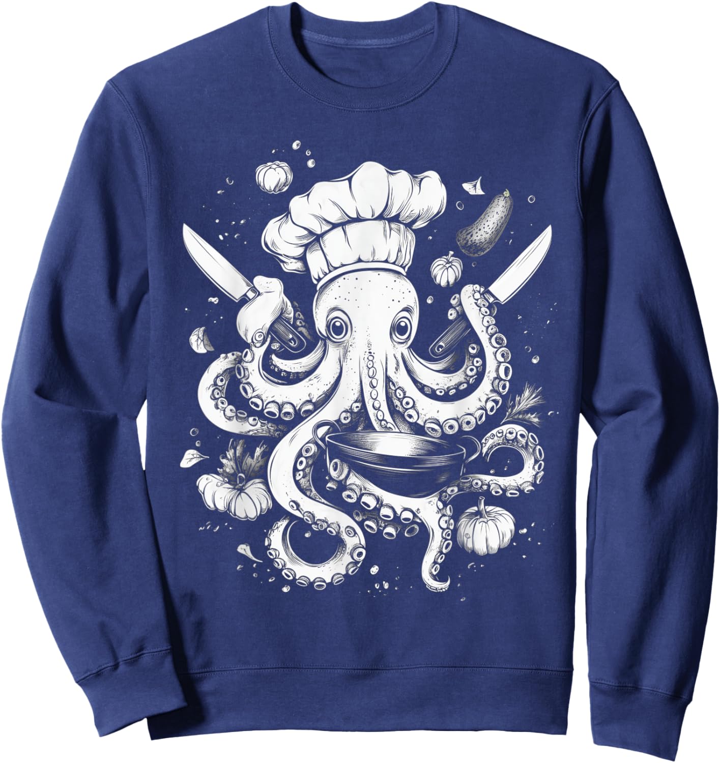 Chef Octopus Funny Cooking Kraken Sous Chef Cook Sweatshirt - Sweatshirt | Navy