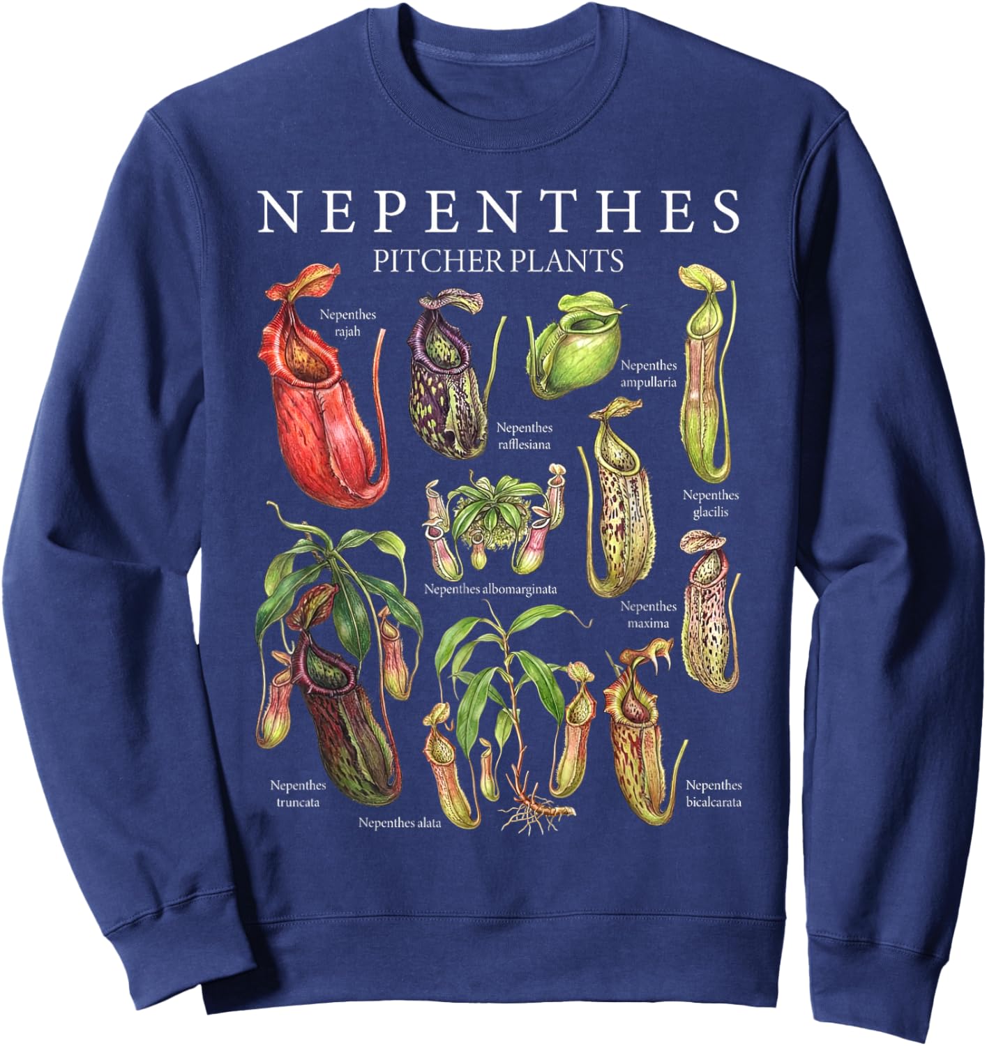 Carnivorous Plants Pitcher Botanical Nature Gardening Lovers Sweatshirt - Sweatshirt | Navy