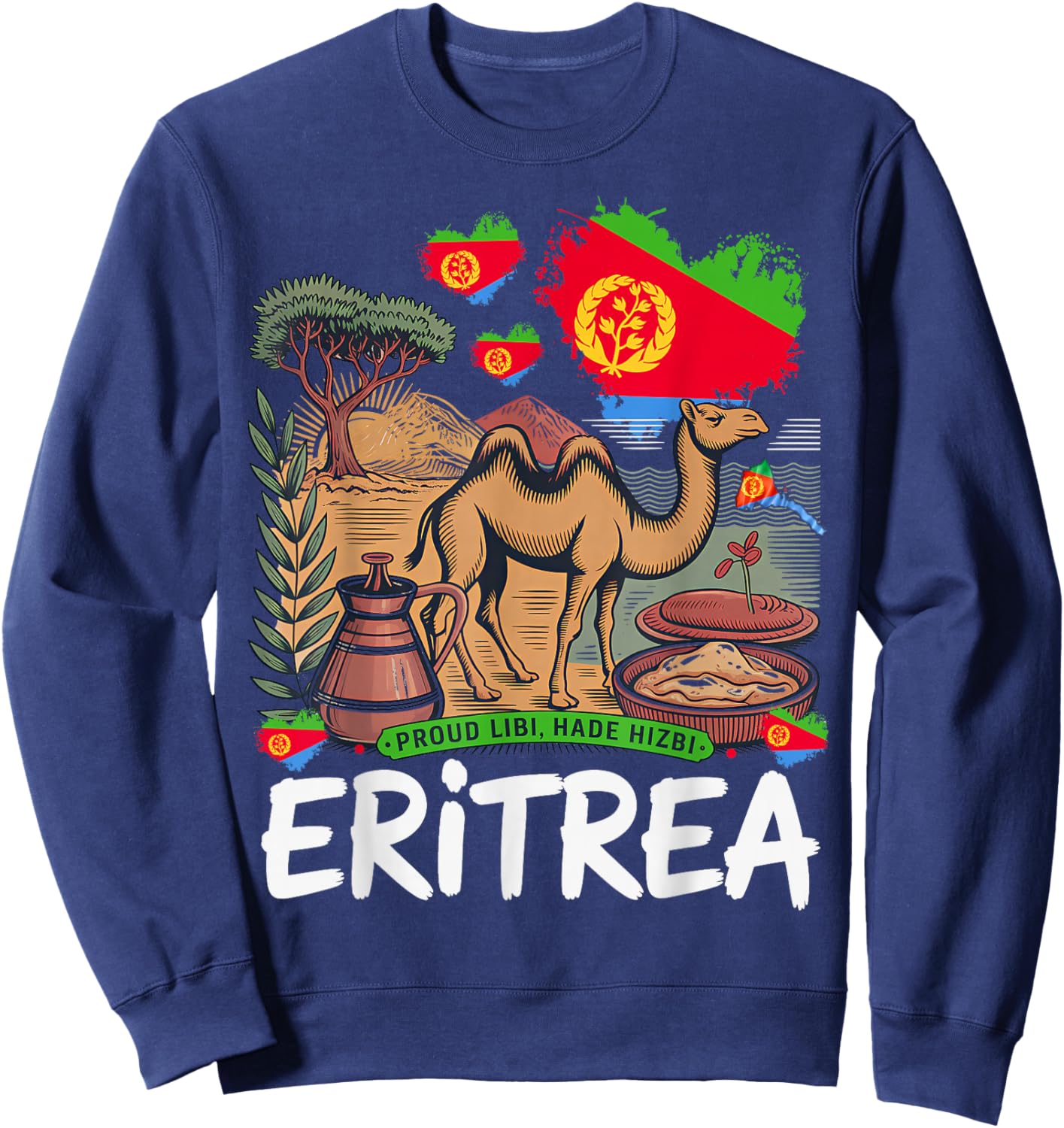 Eritrean Flag Outfit Idea & Eritrea Heritage Sweatshirt - Sweatshirt | Navy