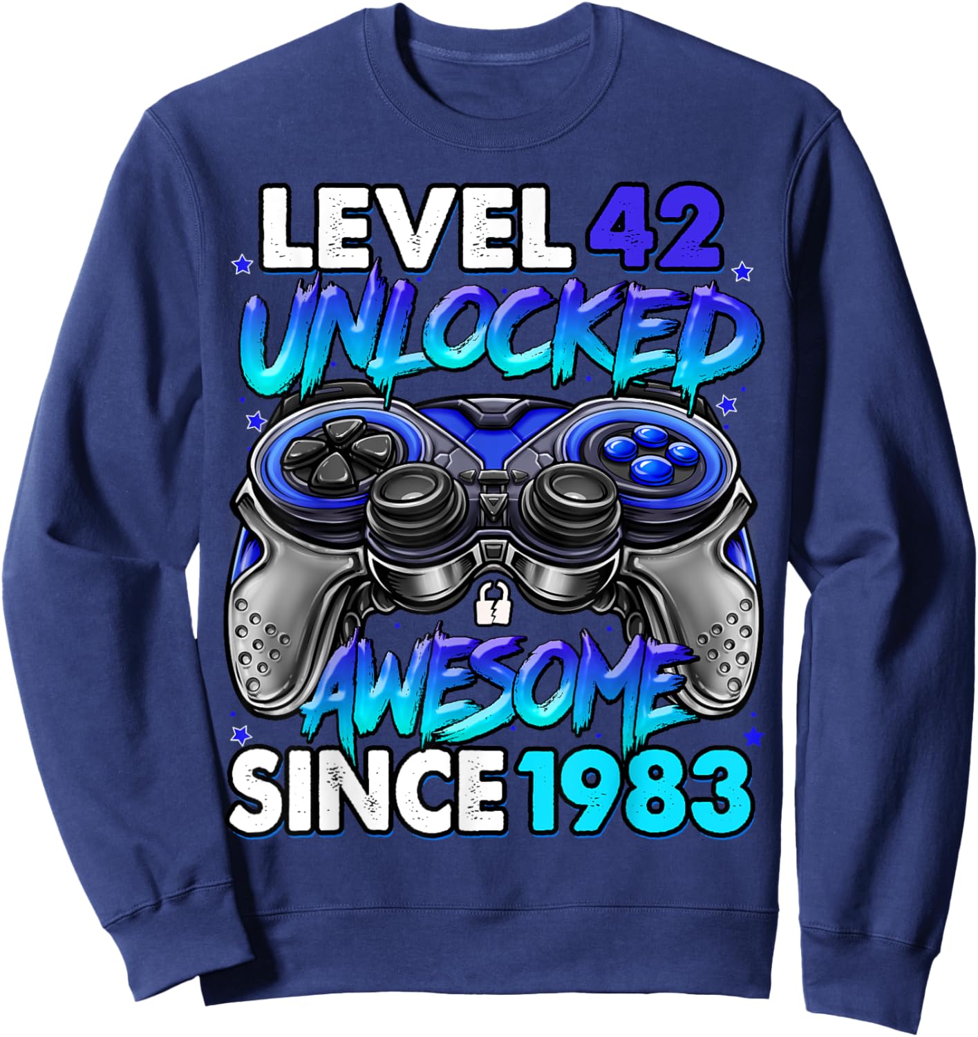 Level 42 Unlocked Awesome Since 1983 42nd Birthday Gaming Sweatshirt - Sweatshirt | Navy