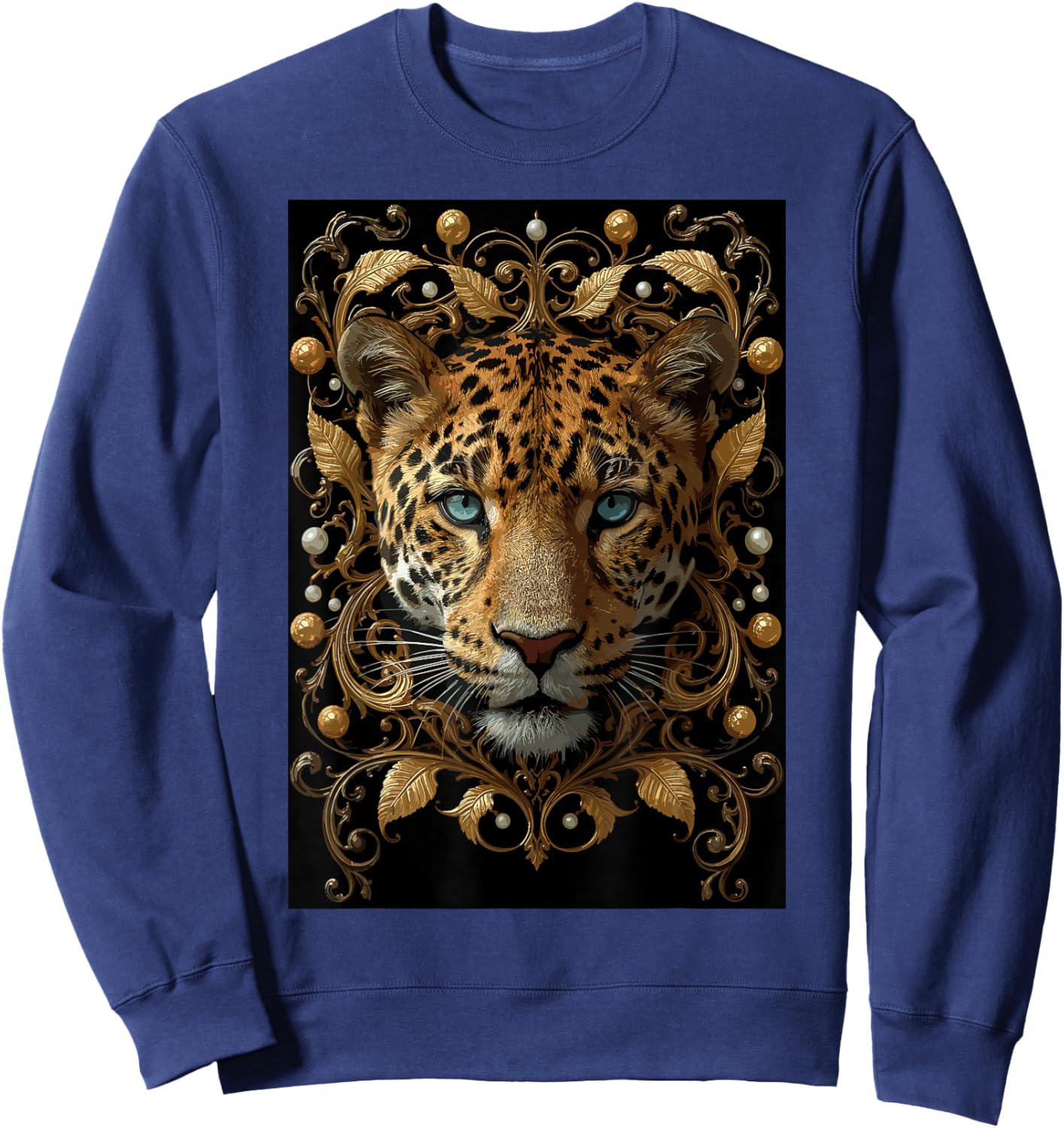 Leopard African Jungle Predator Fast Wild Animal Safari Sweatshirt - Sweatshirt | Navy