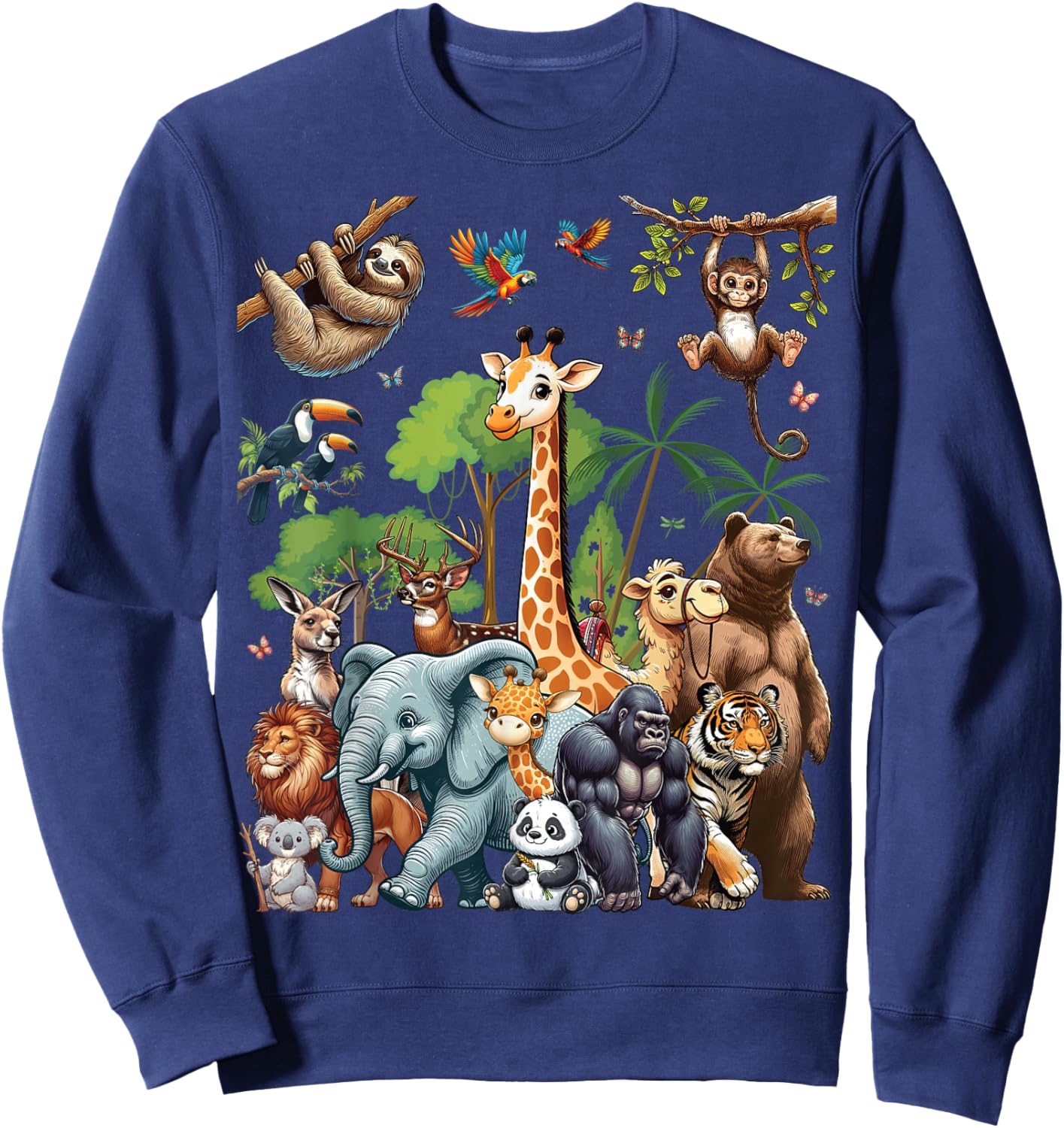 Zoo Animals Wildlife Safari Jungle Zoo Birthday Party Sweatshirt - Sweatshirt | Navy