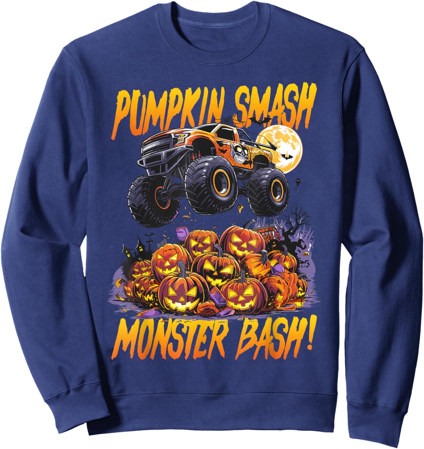 Monster Truck Halloween Pumpkin Smash, Monster Bash! Sweatshirt - Sweatshirt | Navy