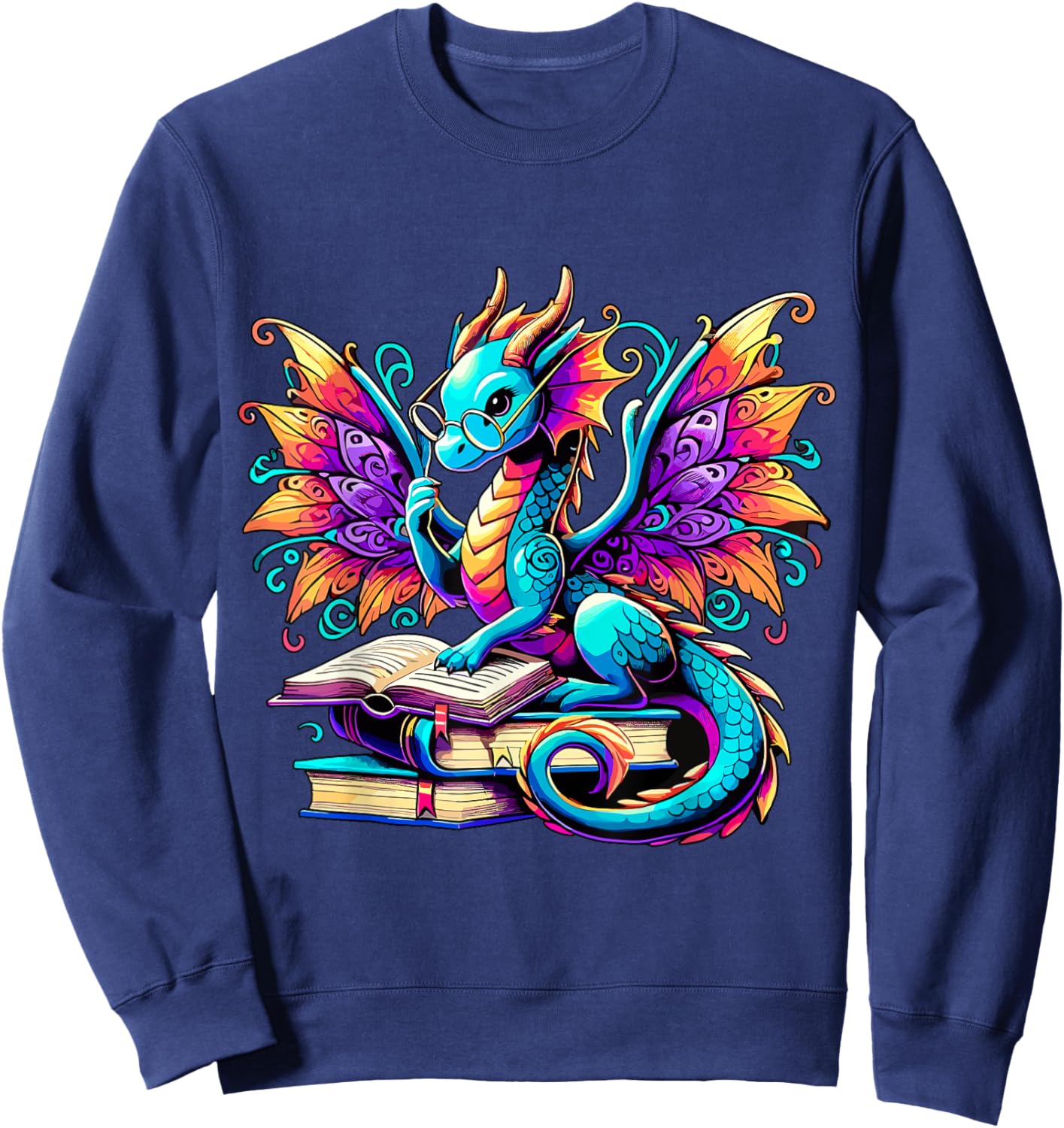 Book Dragon Reading Sweatshirt - Sweatshirt | Navy