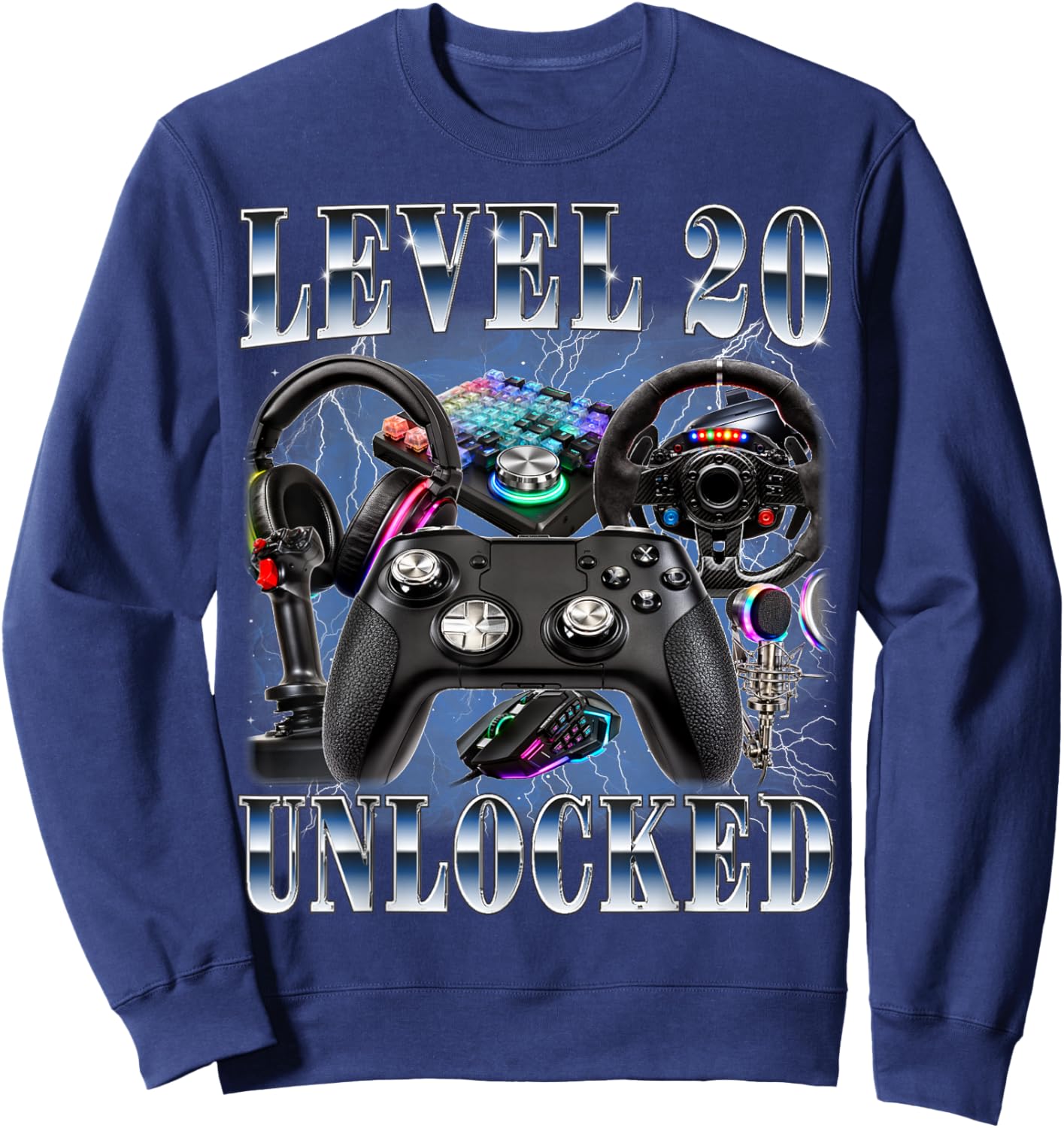 Level 20 Unlocked 20th Birthday Video Gamer Boy 20 Year Old Sweatshirt - Sweatshirt | Navy