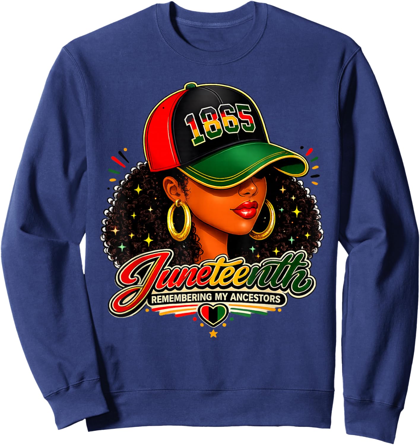 Juneteenth Remembering My Ancestors Women African American Sweatshirt - Sweatshirt | Navy