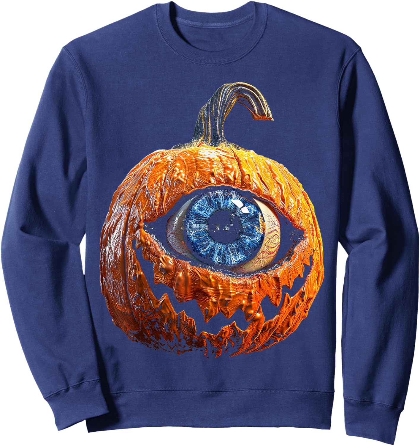 Pumpkin Costume Halloween Graphic Art Pumpkin Sweatshirt - Sweatshirt | Navy