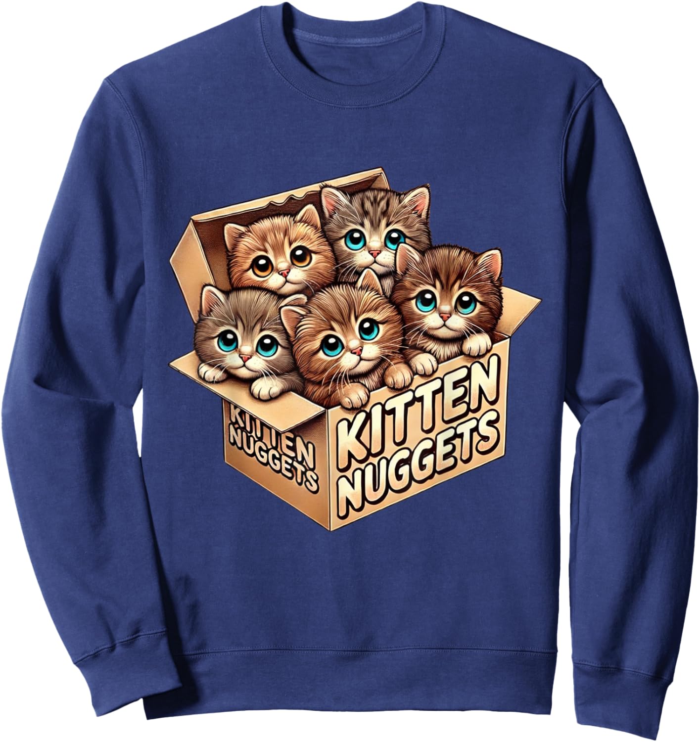 Kitten Nuggets Food Pun Cat Lover Gifts Chicken Nuggets Tea Men Women Kids Sweatshirt - Sweatshirt | Navy