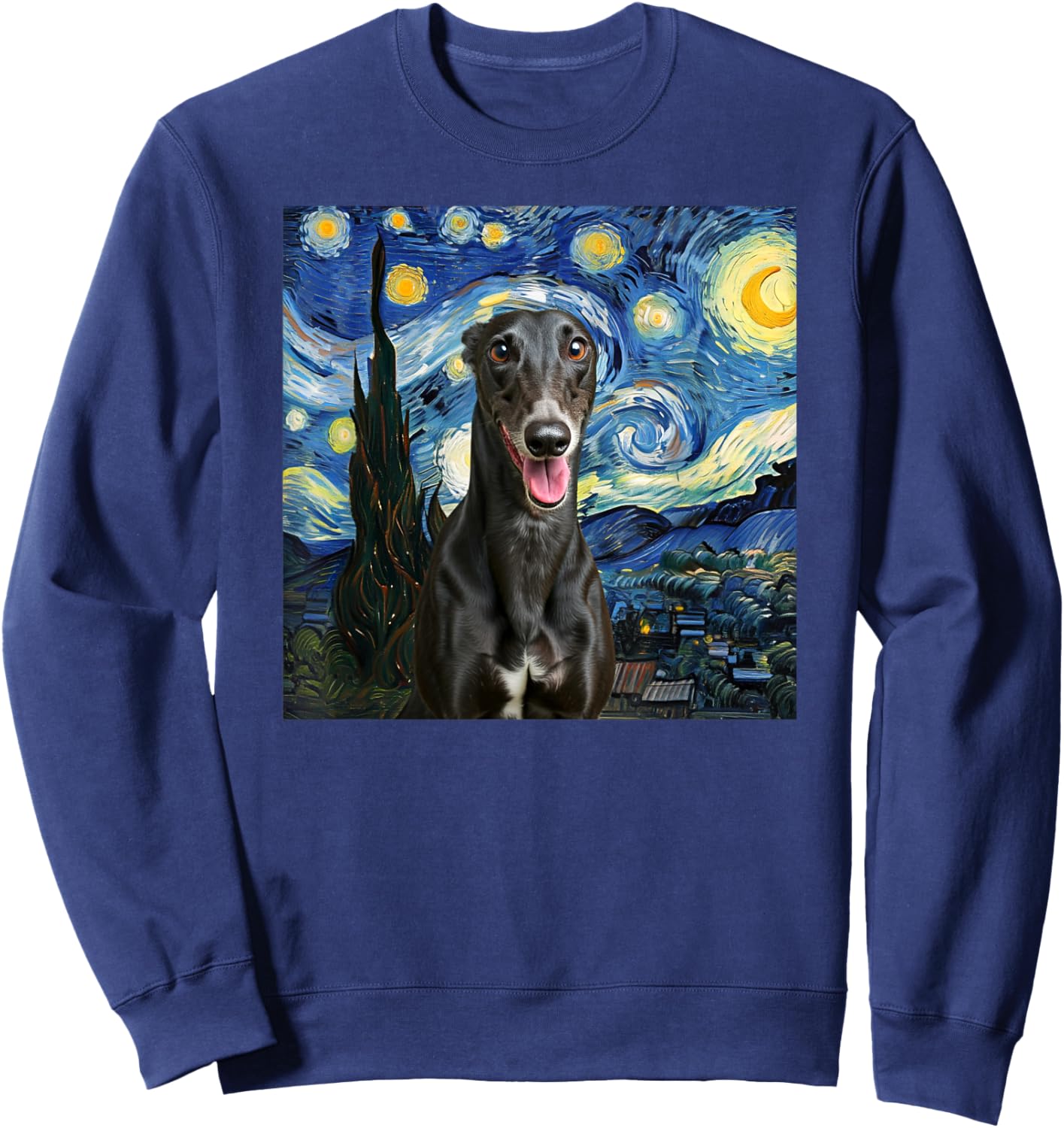 Black Greyhound Starry Night Dog Lover Gift Women Kids Sweatshirt - Sweatshirt | Navy