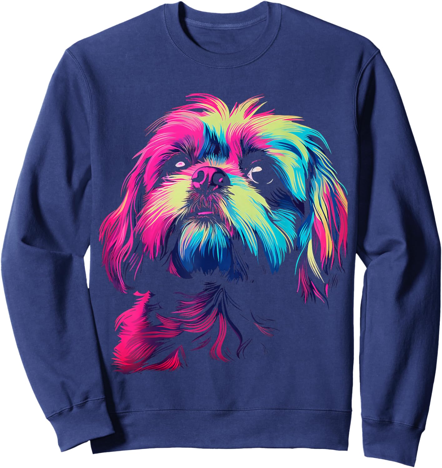 Shih Tzu Graphic Pet Illustration Dog Shih Tzu Sweatshirt - Sweatshirt | Navy