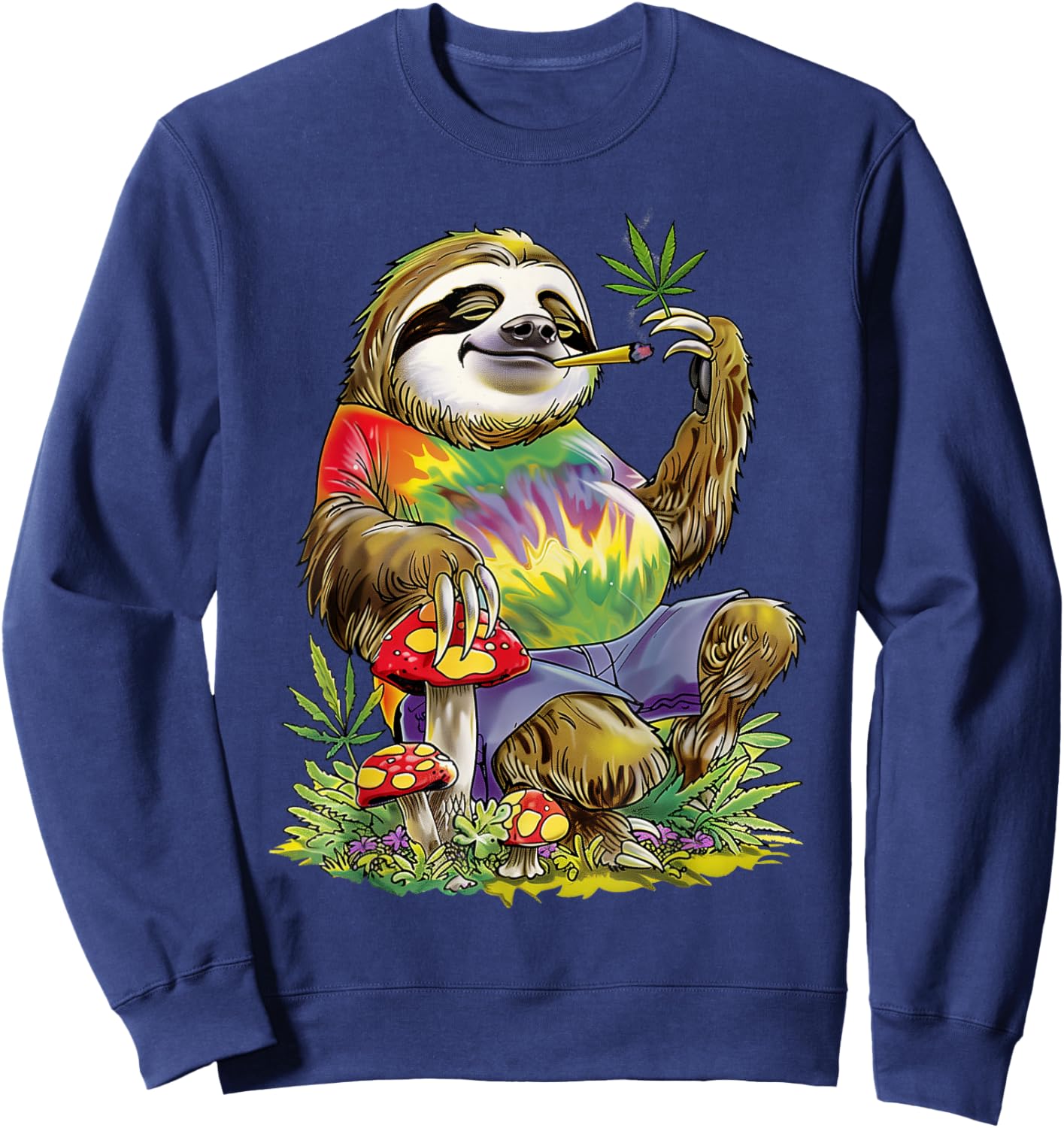 Sloth Smoking Weed Pot Marijuana Cannabis 420 Sweatshirt - Sweatshirt | Navy