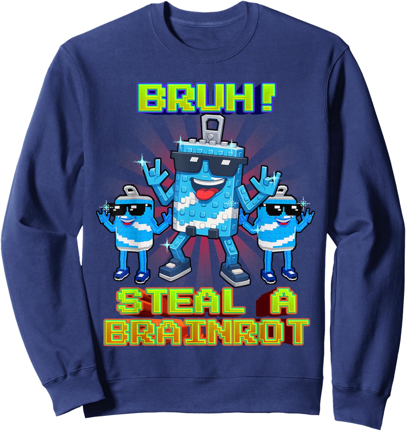 Bruh Swag Soda Funny Brainrot for Boys Kids Teens Sweatshirt - Sweatshirt | Navy