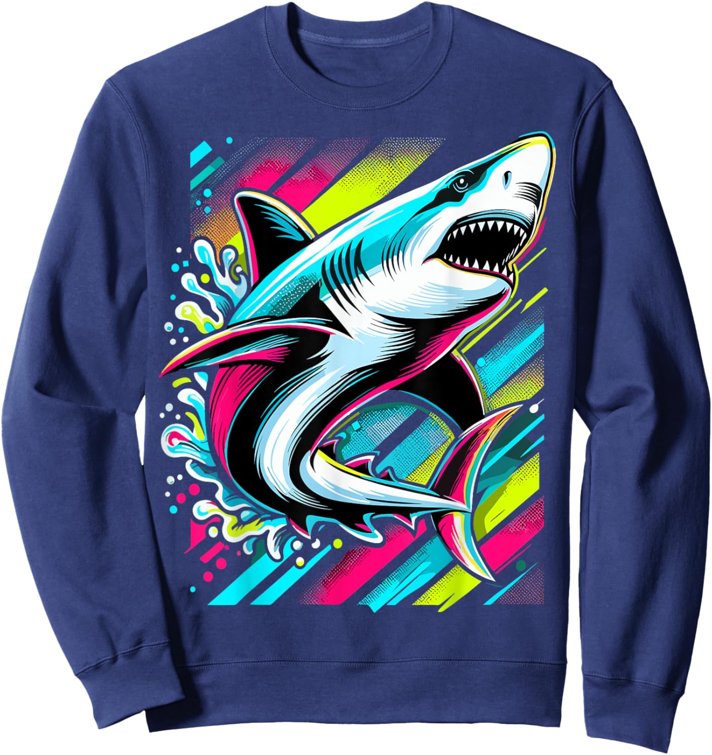 Shark Animal Biology Sea Pop Art Shark Sweatshirt - Sweatshirt | Navy