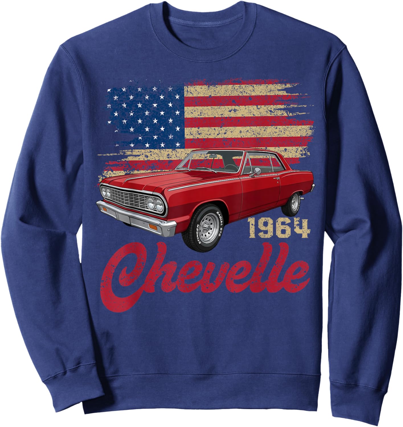 Vintage 1964 Chevelle 64 Classic American Muscle Car Hot Rod Sweatshirt - Sweatshirt | Navy